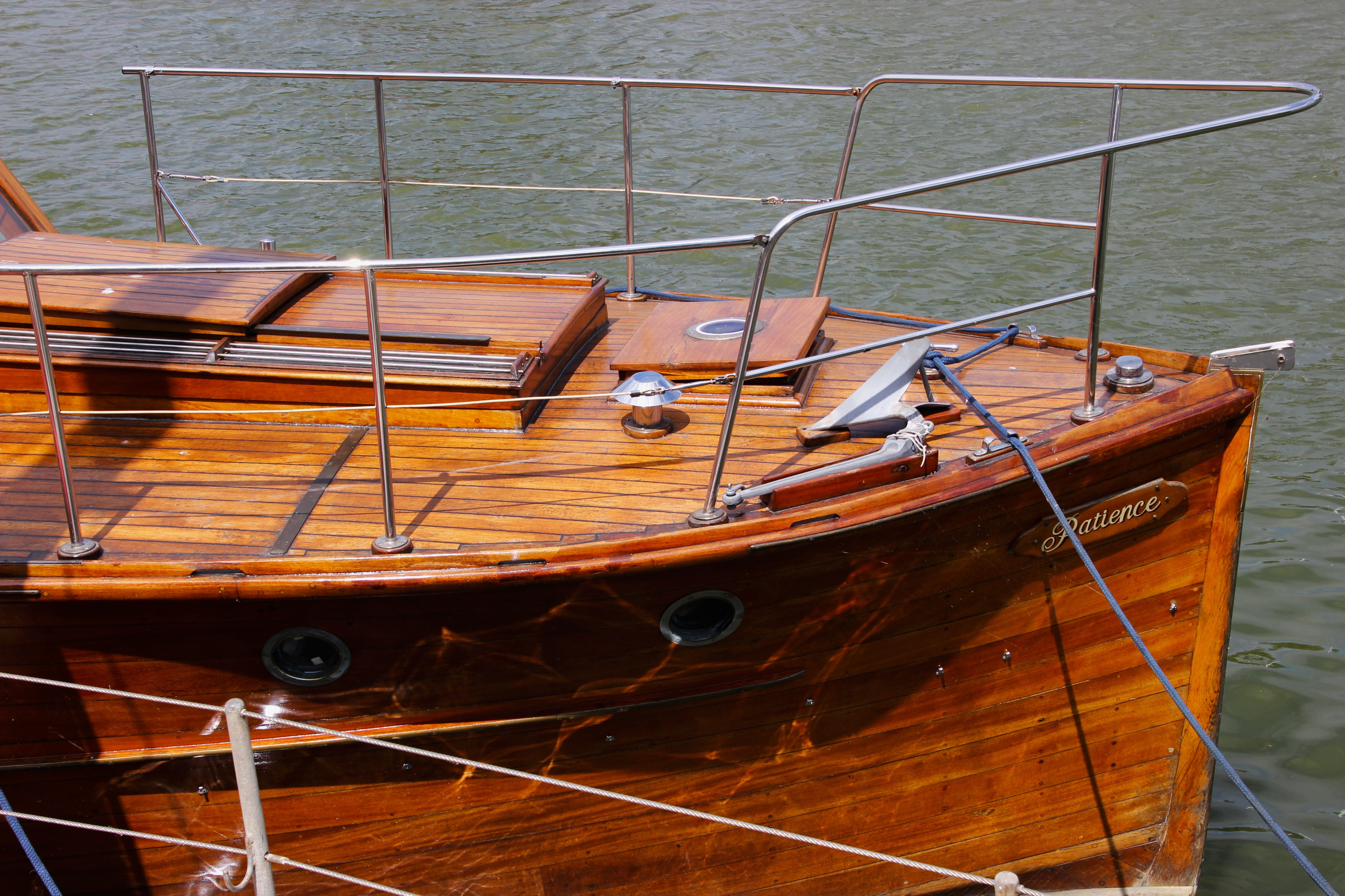 mode of transportation, nautical vessel, recreational boat, Bow, deck, Blue, moored, transportation, summer, marine, Sea, Prow, day, traditional, leisure, HD Wallpaper