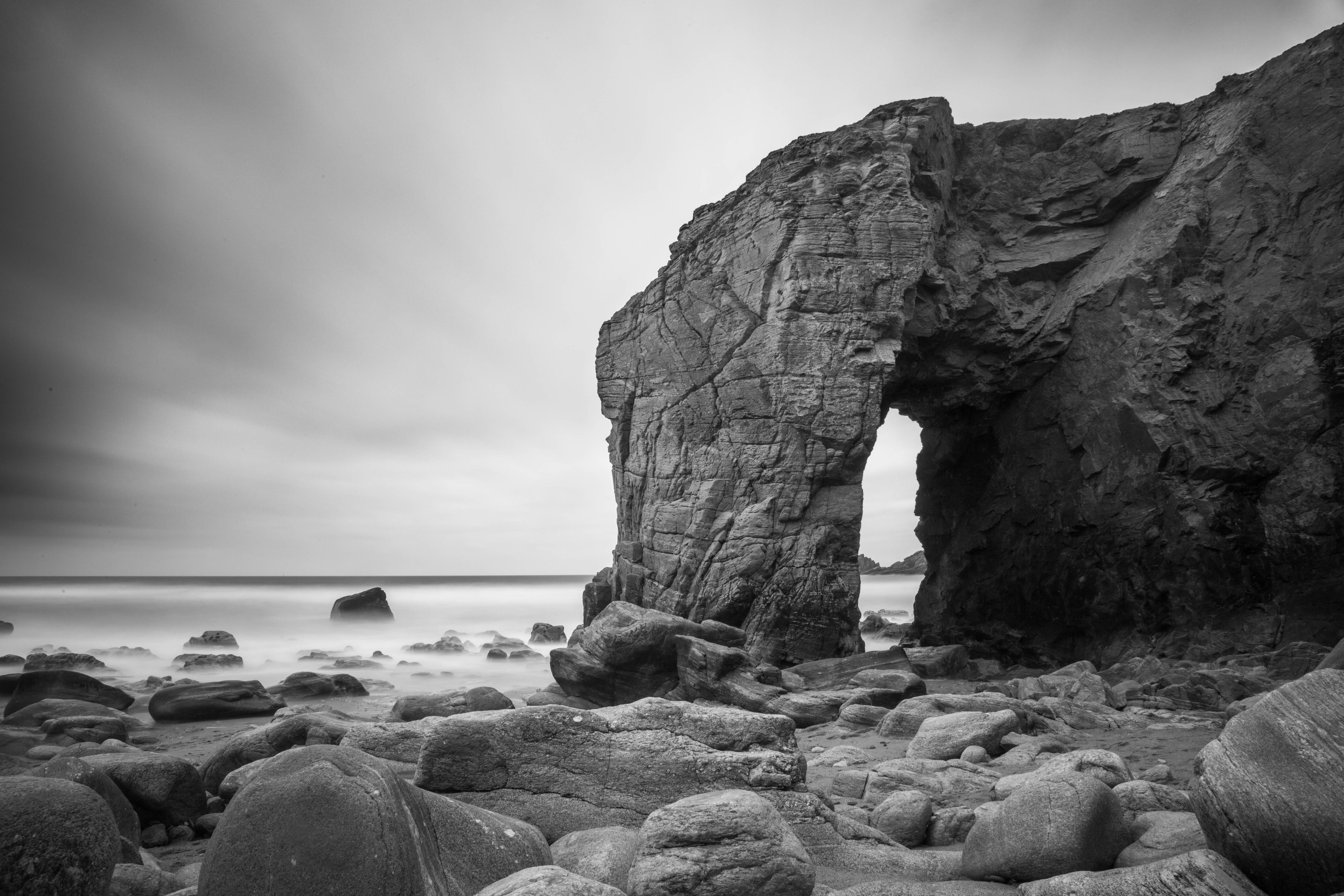 rock - object, beauty in nature, shadow, 5K, mistik, ocean, pebble, sky, nature, white, rock formation, bretagne, day, sea, horizon over water, eroded, HD Wallpaper