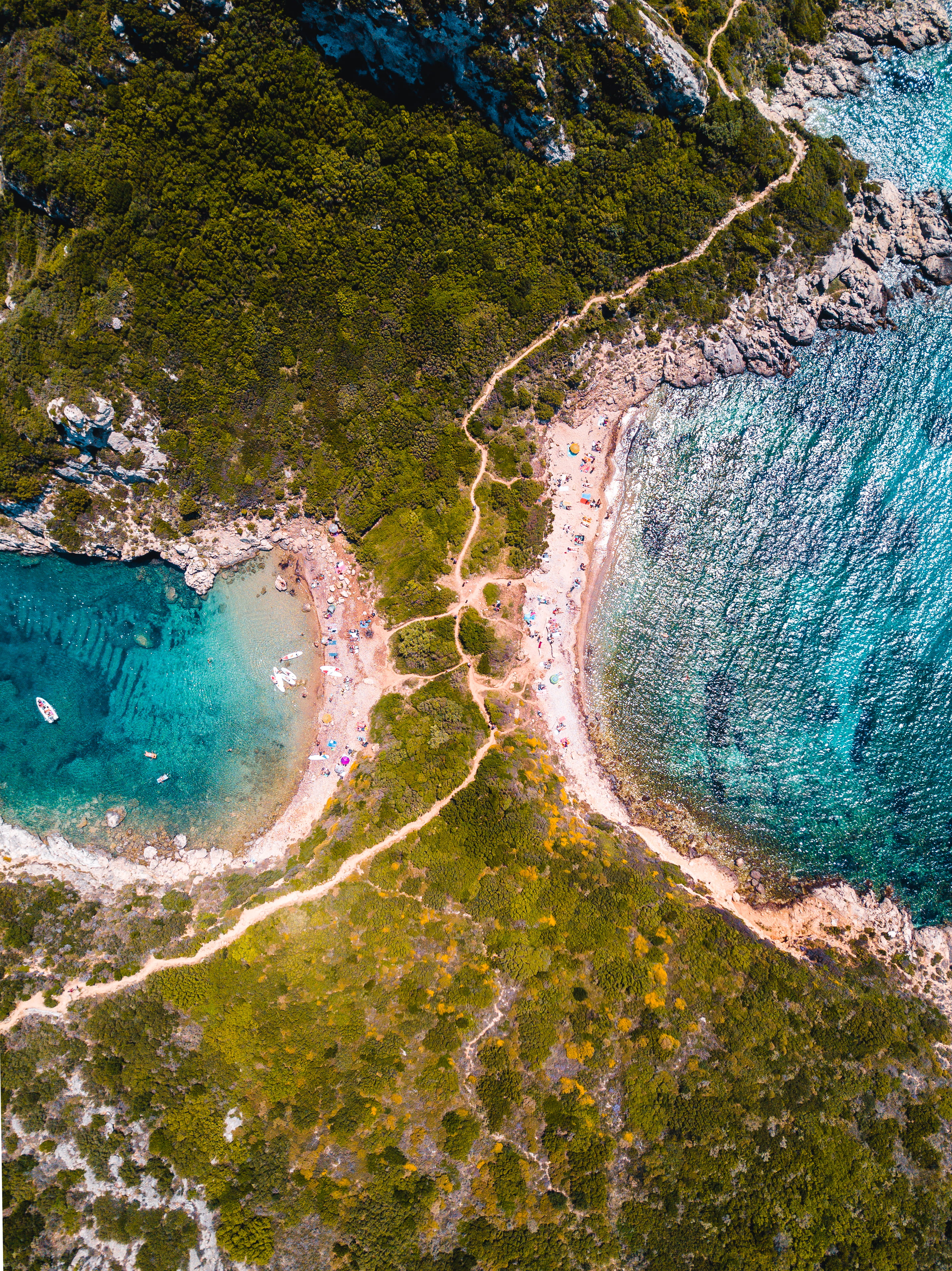 multi colored, swimming pool, non-urban scene, corfu, sea, place, day, korfu, turquoise colored, landscape, scenics - nature, best, outdoors, idyllic, trees, Phone HD Wallpaper