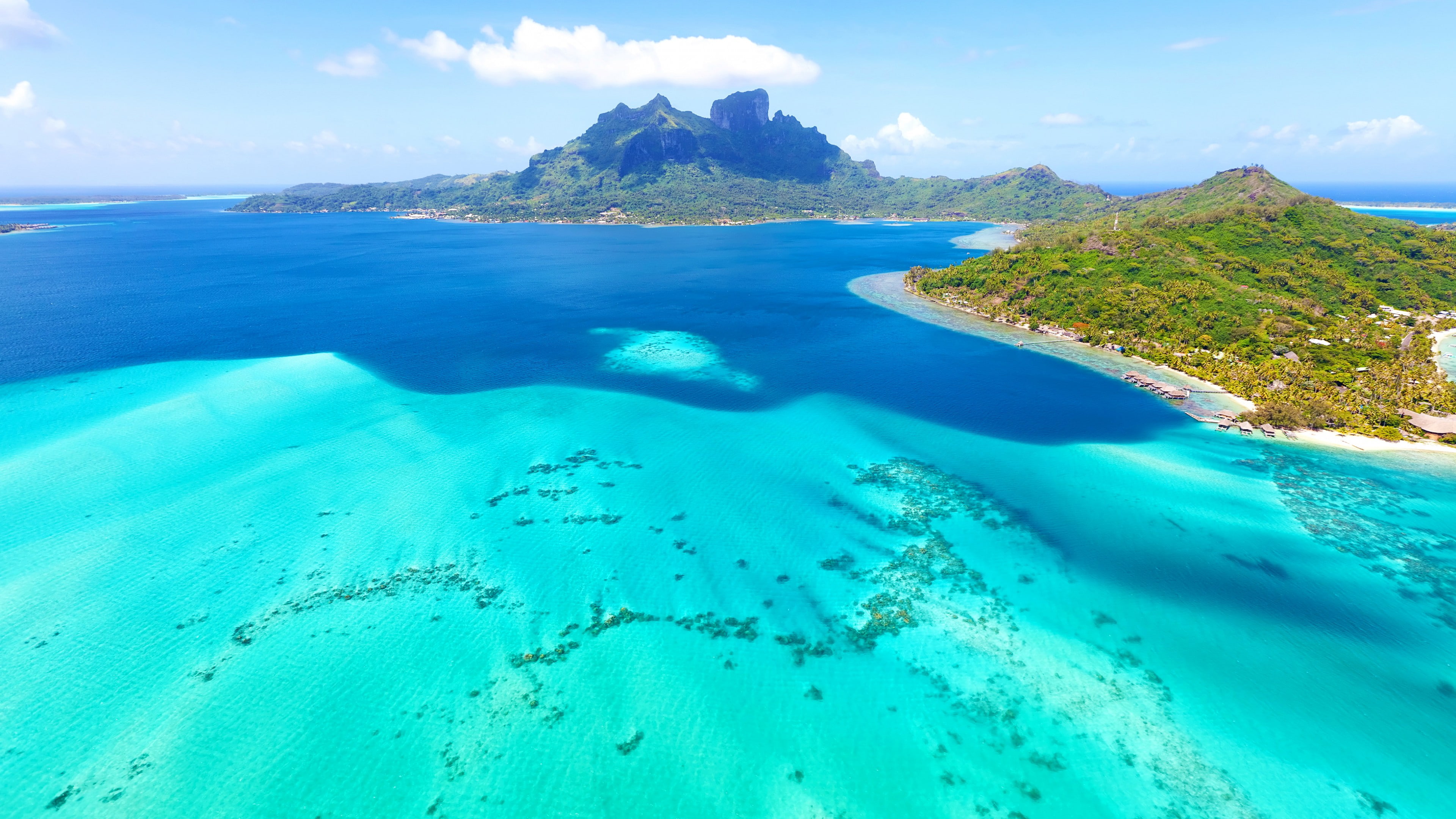island, France, 4k, Best Beaches in the World, 4K, ocean, Bora-Bora, sea, HD Wallpaper