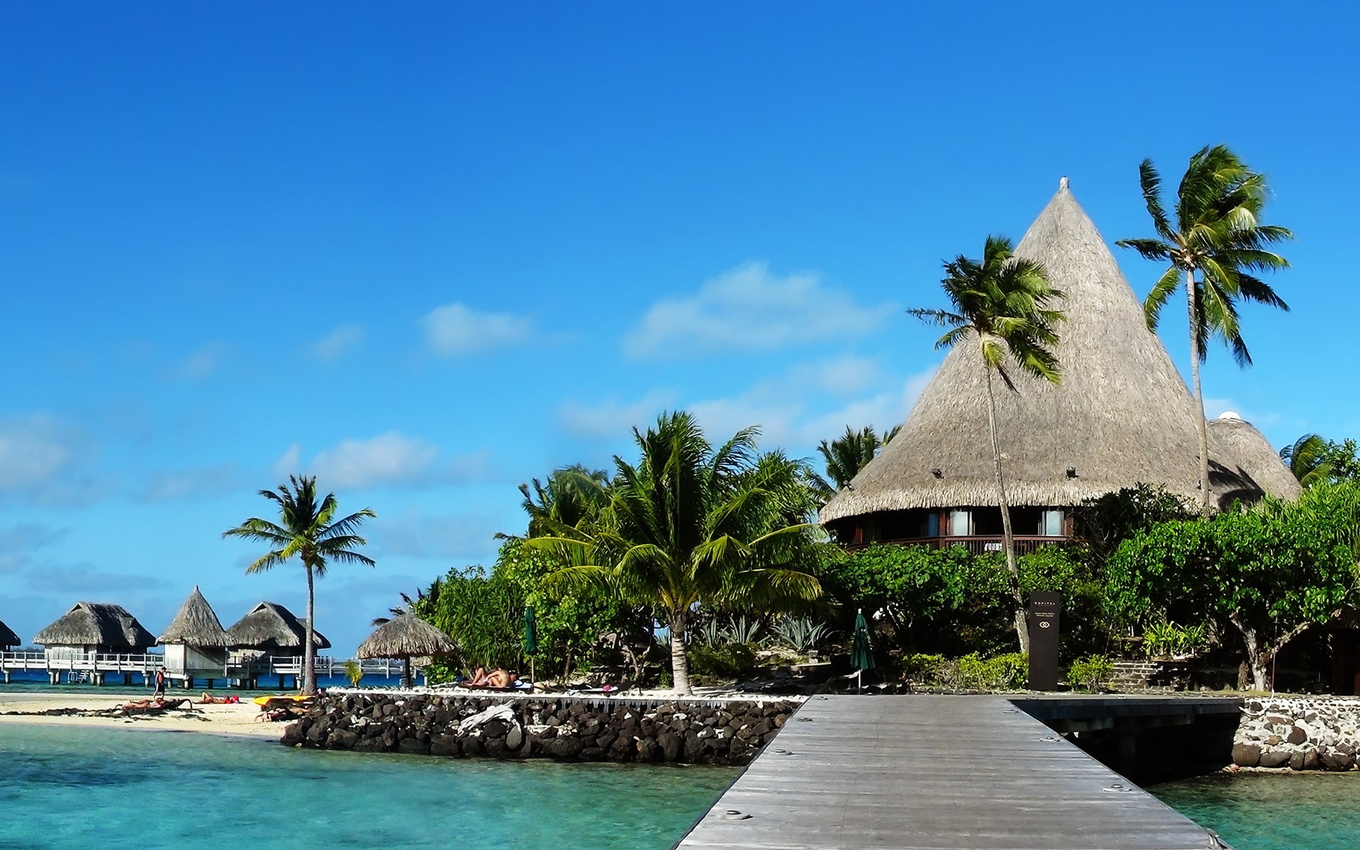 tropical, sofitel, palmier, hotel, ocean, exotic, sea, bora, 1080P, beach, HD Wallpaper