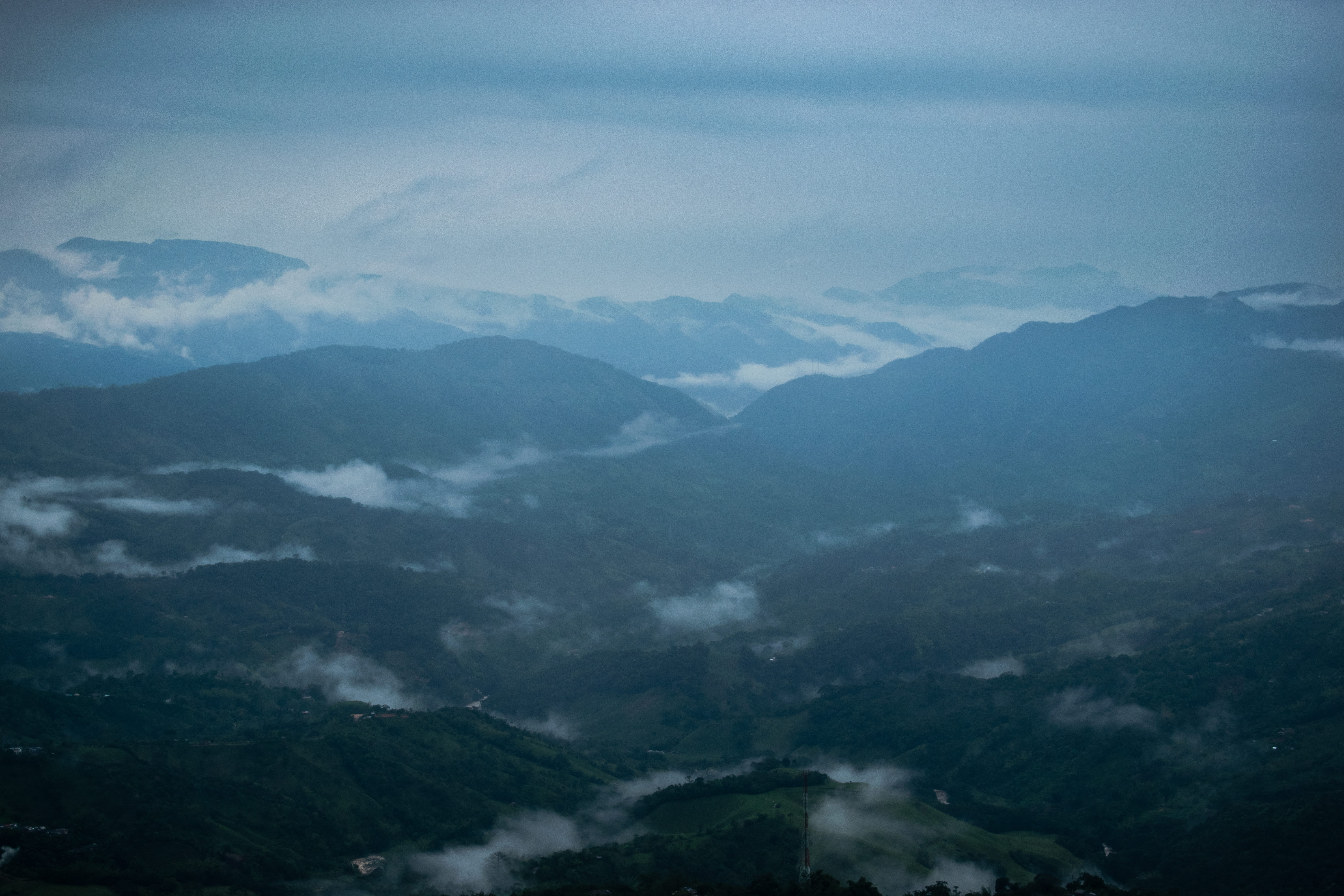 mountains, holiday, sky, colombia, restaurante y mirador cocorná, non-urban scene, clouds, mountain peak, landscape, valley, mountain, range, outdoors, HD Wallpaper