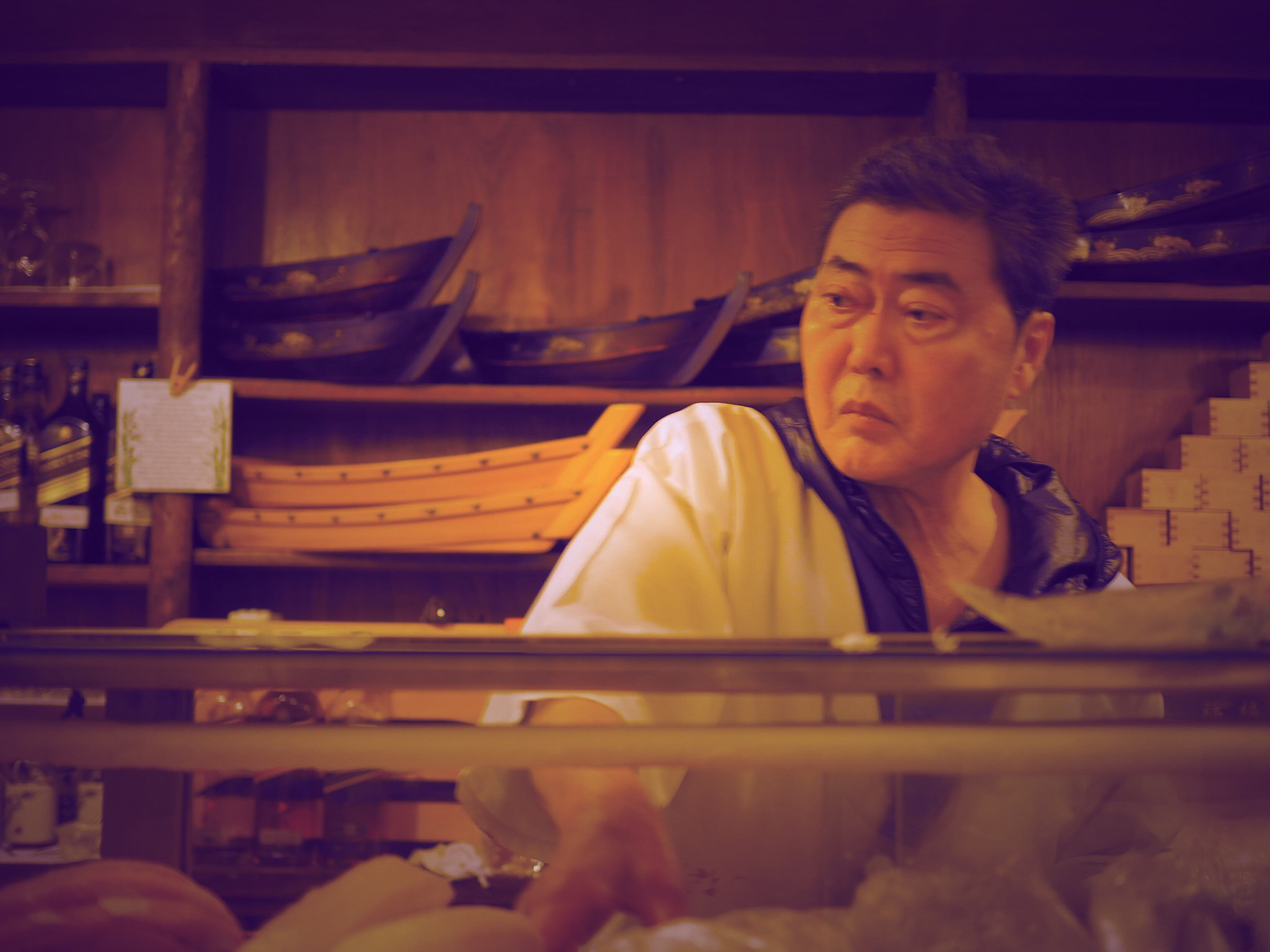 contemplation, japan, young men, looking away, store, business, food, young adult, indoors, 4K, headshot, shelf, front view, waist up, looking, restaurante yamaga, HD Wallpaper