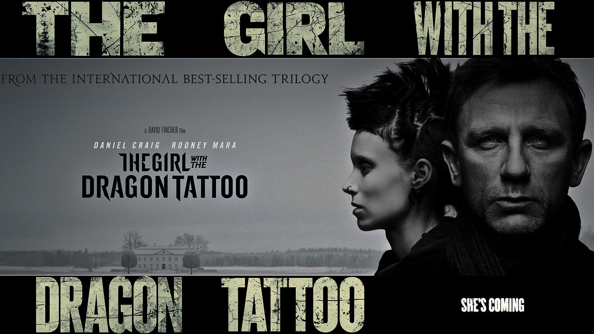 western script, men, The Girl with the Dragon Tattoo, profile view, young men, young adult, non-western script, Daniel Craig, lifestyles, movie poster, HD Wallpaper