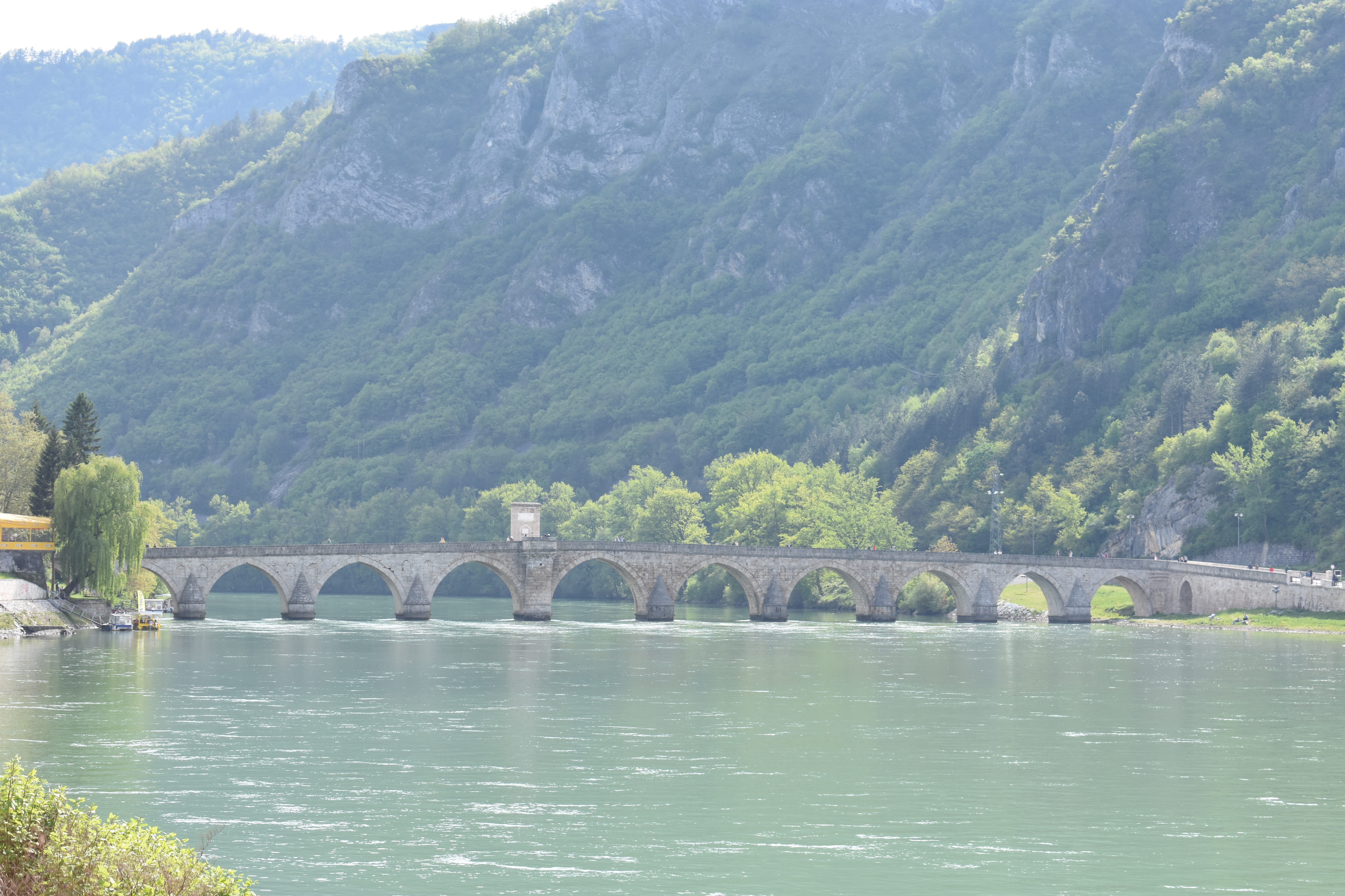 plant, waterfront, bosnia and herzegovina., mountain, 5K, no people, outdoors, arch bridge, transportation, building, water, day, republic of srpska, tree, HD Wallpaper