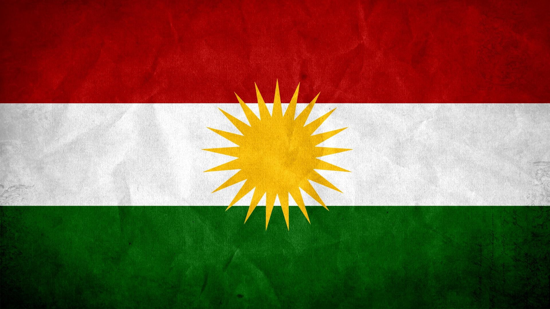 green, 1080P, flag, white, kurdistan, 3d and abstract, HD Wallpaper
