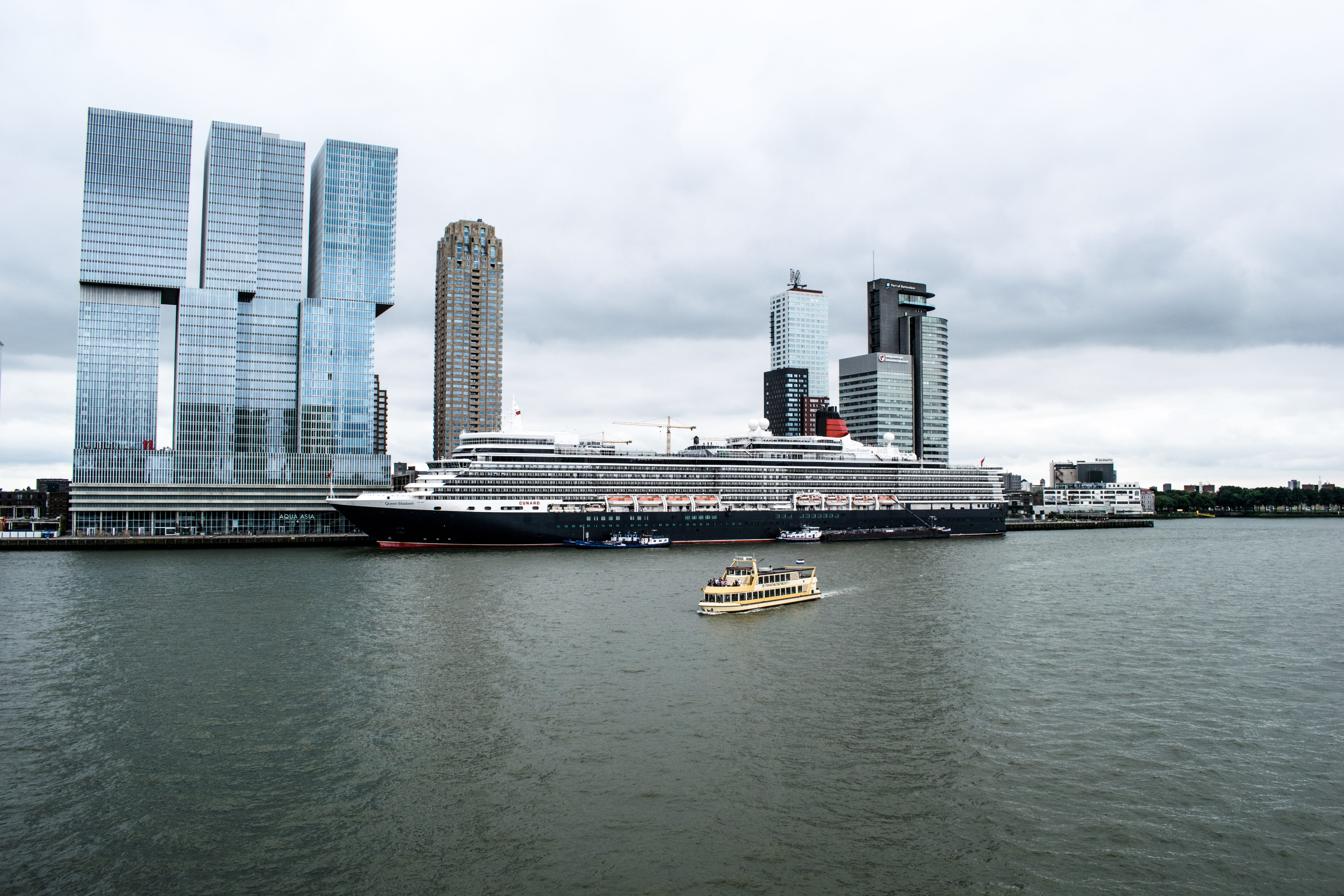 holland, cloud - sky, 5K, waterfront, water, nautical vessel, europe, skyline, netherlands, no people, passenger craft, outdoors, nature, city, building exterior, HD Wallpaper
