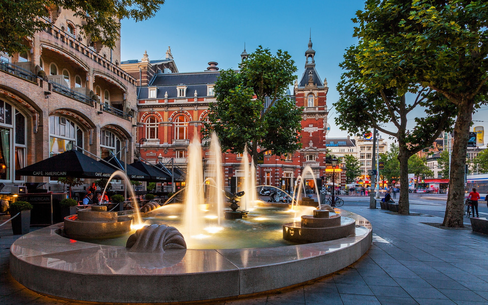 Hotel, Street, Nederland, 1080P, Fountain, Amsterdam, City, HD Wallpaper