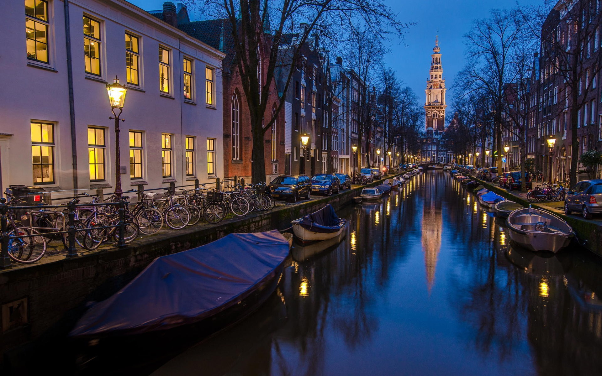 Boat, Night, venice, River, Houses, 1080P, Holland, italy, Amsterdam, HD Wallpaper