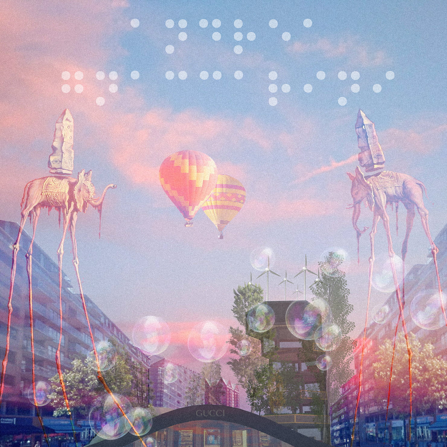 720P, bubbles, Salvador Dalí, VHS, vintage, architecture, trees, Rotterdam, elephant, imagination, Phone HD Wallpaper