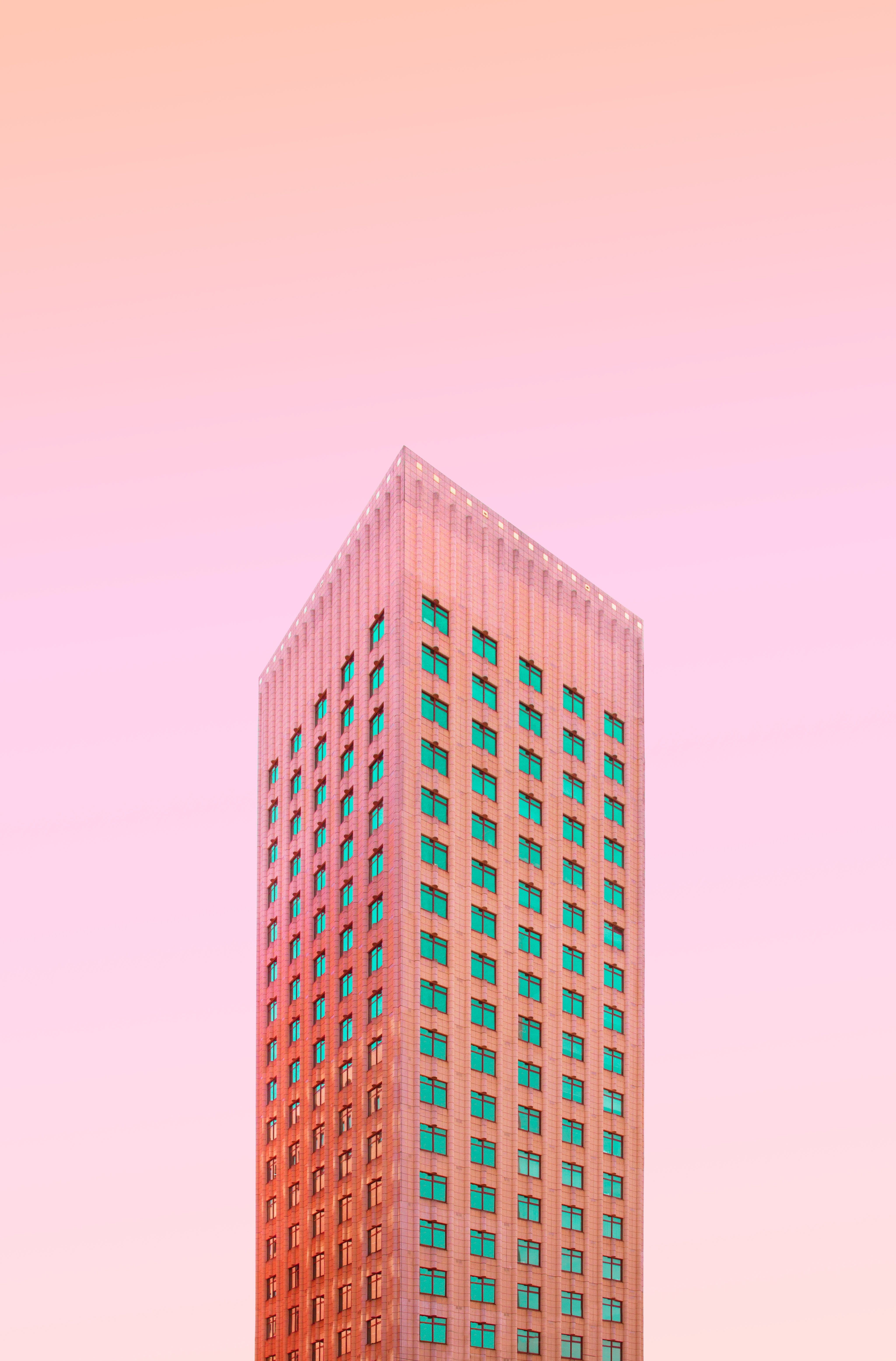 purple, facade, modern, built structure, architecture, multi colored, rise, apartment, home ownership, digital composite, minimalism, skyscraper, building exterior, Phone HD Wallpaper