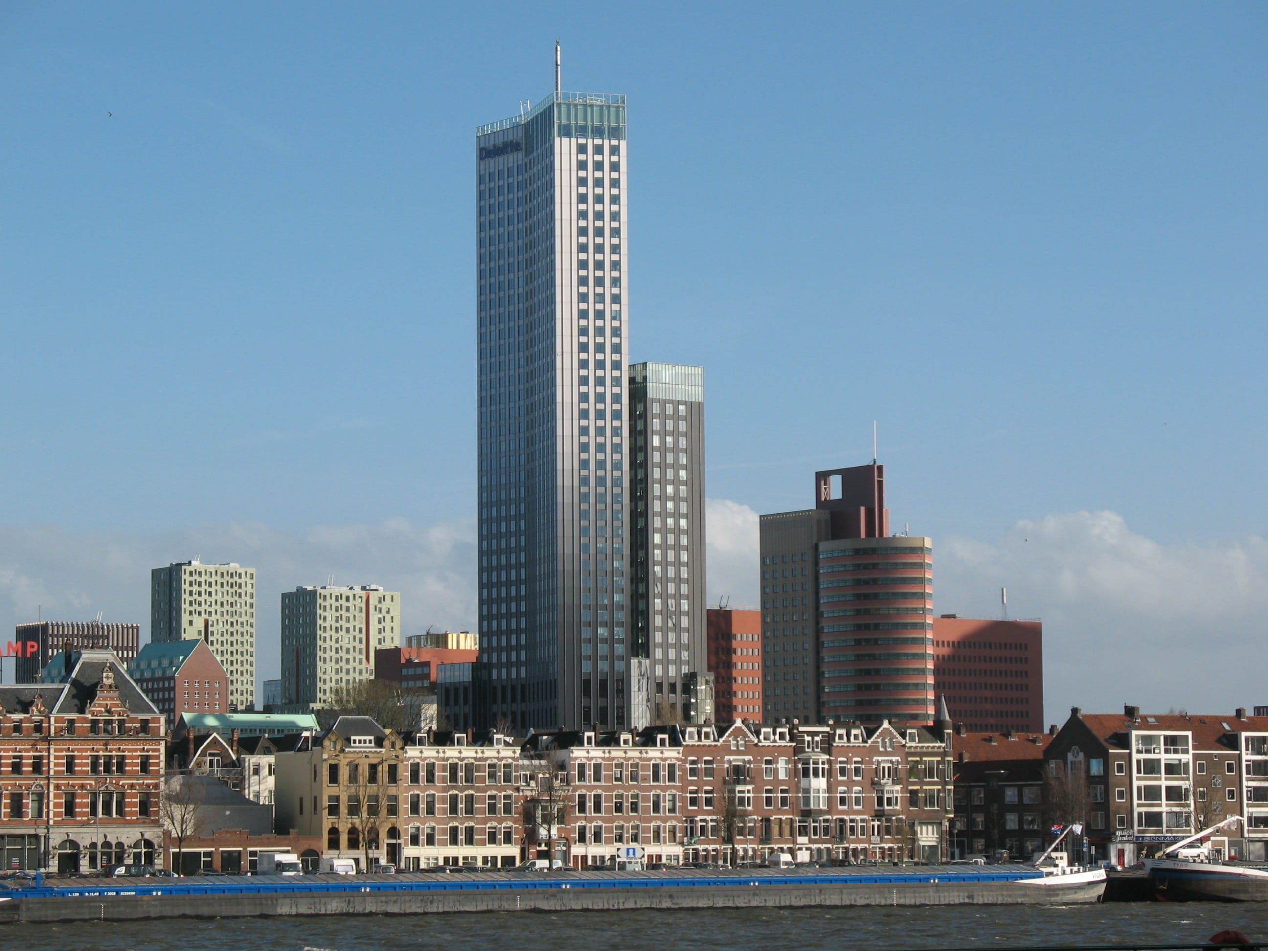 Ship, building exterior, office, 2K, built structure, Netherlands, no people, financial district, day, landscape, City, water, nature, building, Rotterdam, HD Wallpaper