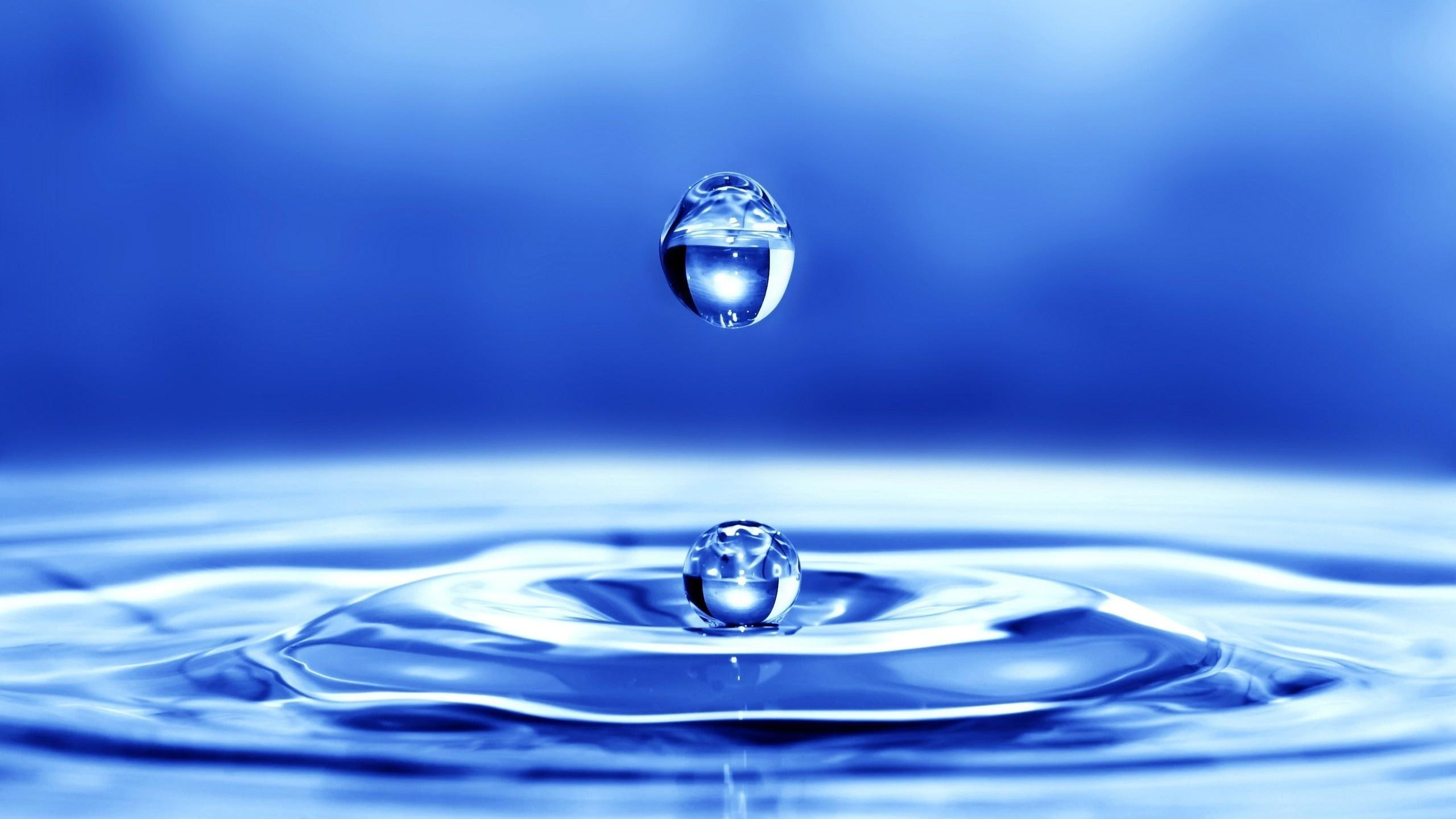 3d and abstract, body, water, droplets, droplet, splash, blue, 2K, HD Wallpaper