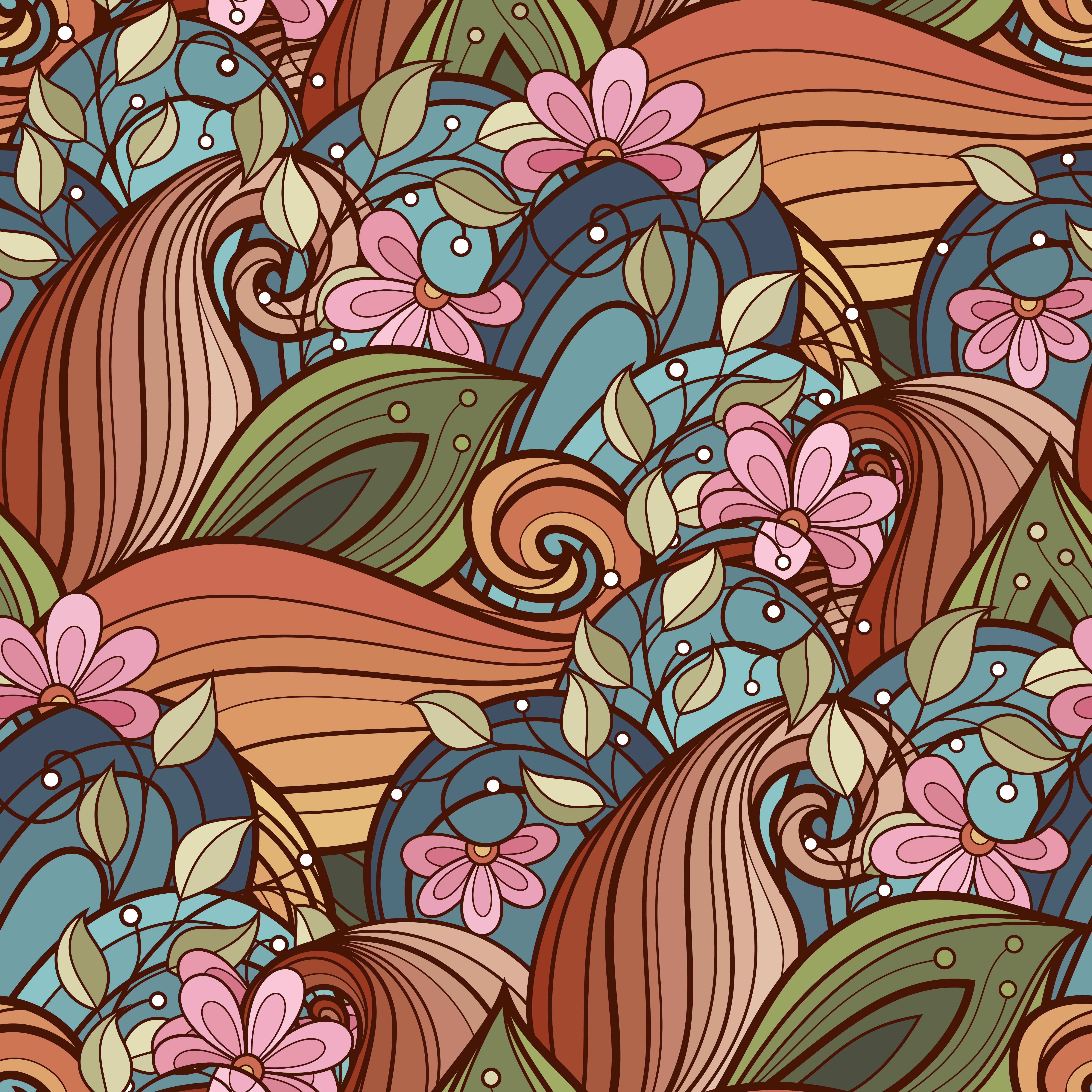 decor, illustration, architecture, striped, curled Up, vector, floral Pattern, pattern, doodle, decoration, pottery, flowers, swirl, retro Styled, fashion, Phone HD Wallpaper