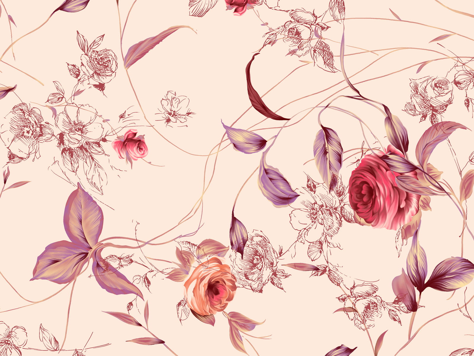 vector, pattern, blossom, romance, design, pink Color, flower, art, bouquet, design Element, decoration, backdrop, leaf, flowers, growth, flowering plant, HD Wallpaper