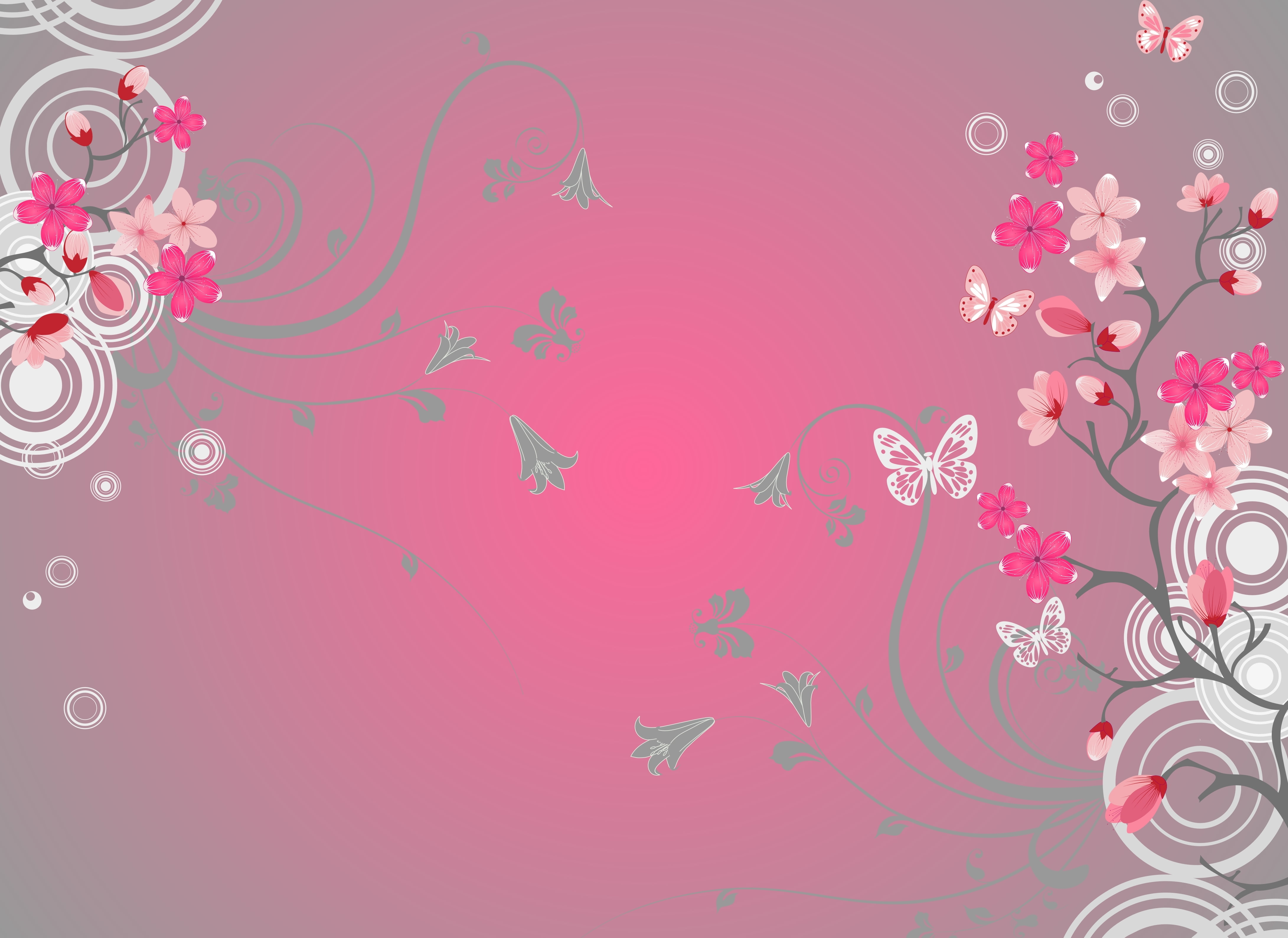 blossom, beautiful, branch, single Flower, backgrounds, abstract, vector, art, colored background, flower, purple, pink Color, borders, decor, shape, plant, HD Wallpaper