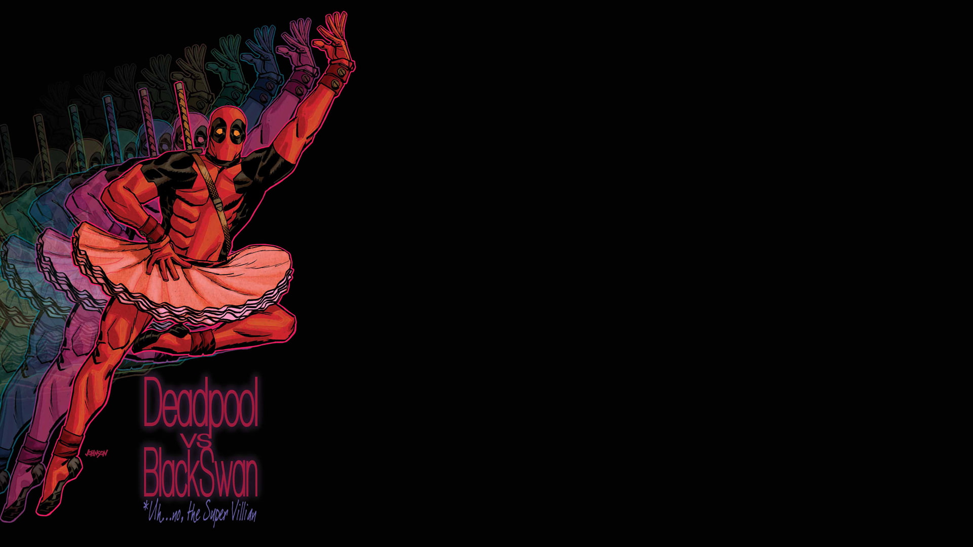 cartoon/comic, swan, hd, marvel, black, ballerina, deadpool, 1080P, HD Wallpaper