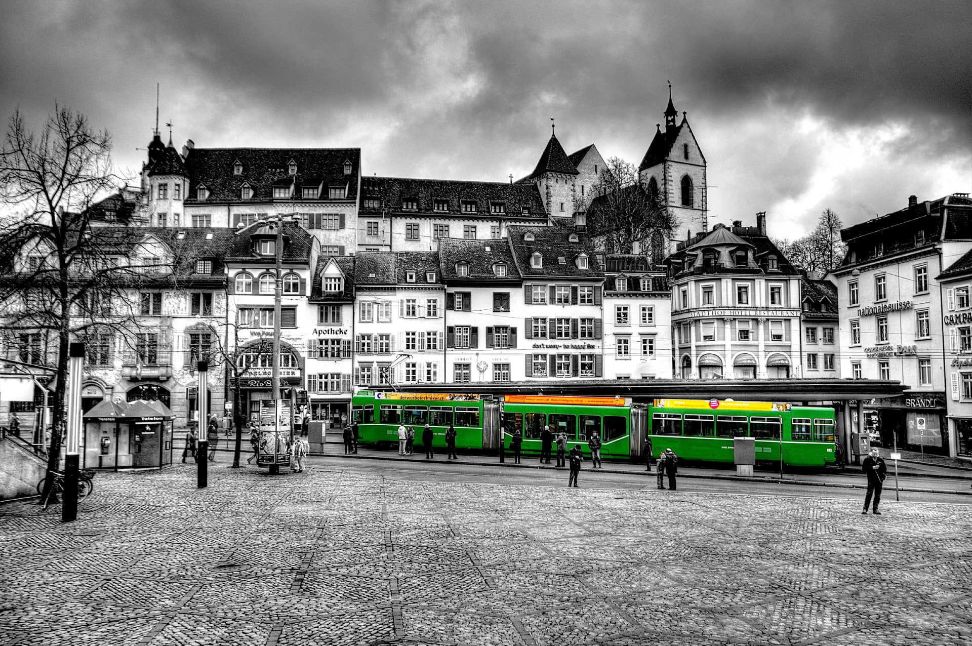 area, paint, Switzerland, tram, 1080P, Basel, home, HD Wallpaper