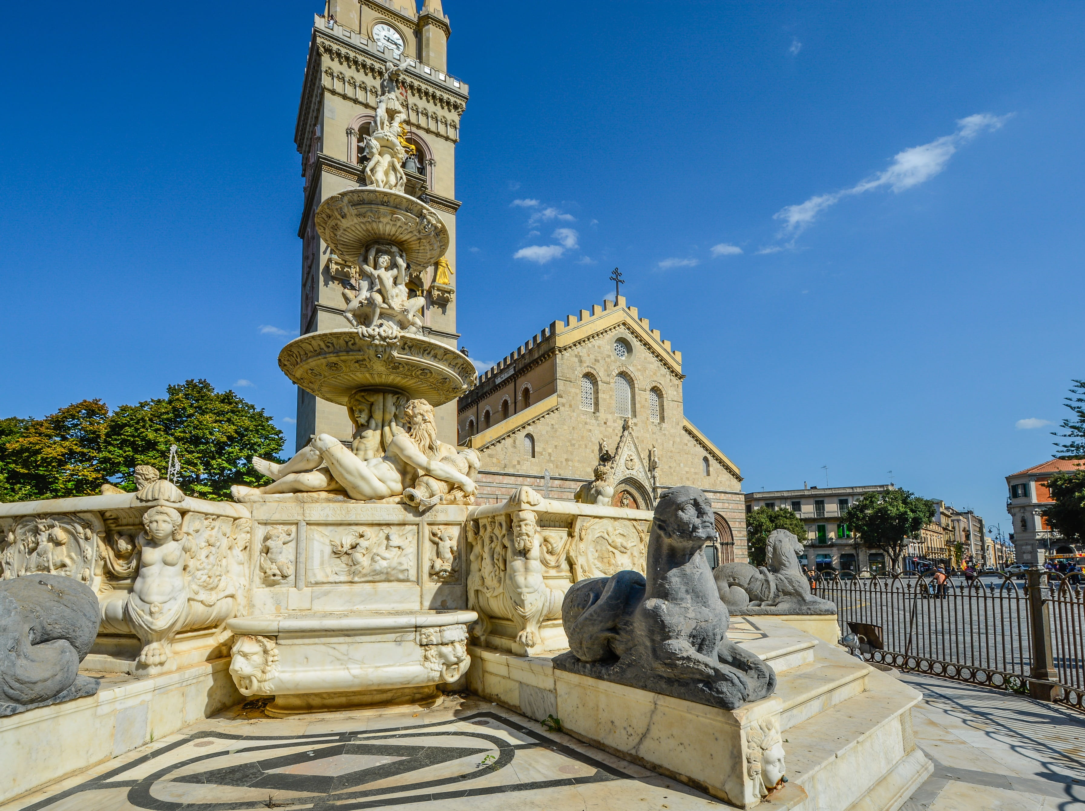 Messina, cathedral, place of worship, religion, spirituality, art and craft, nature, italy, building, Church, human representation, history, architecture, HD Wallpaper