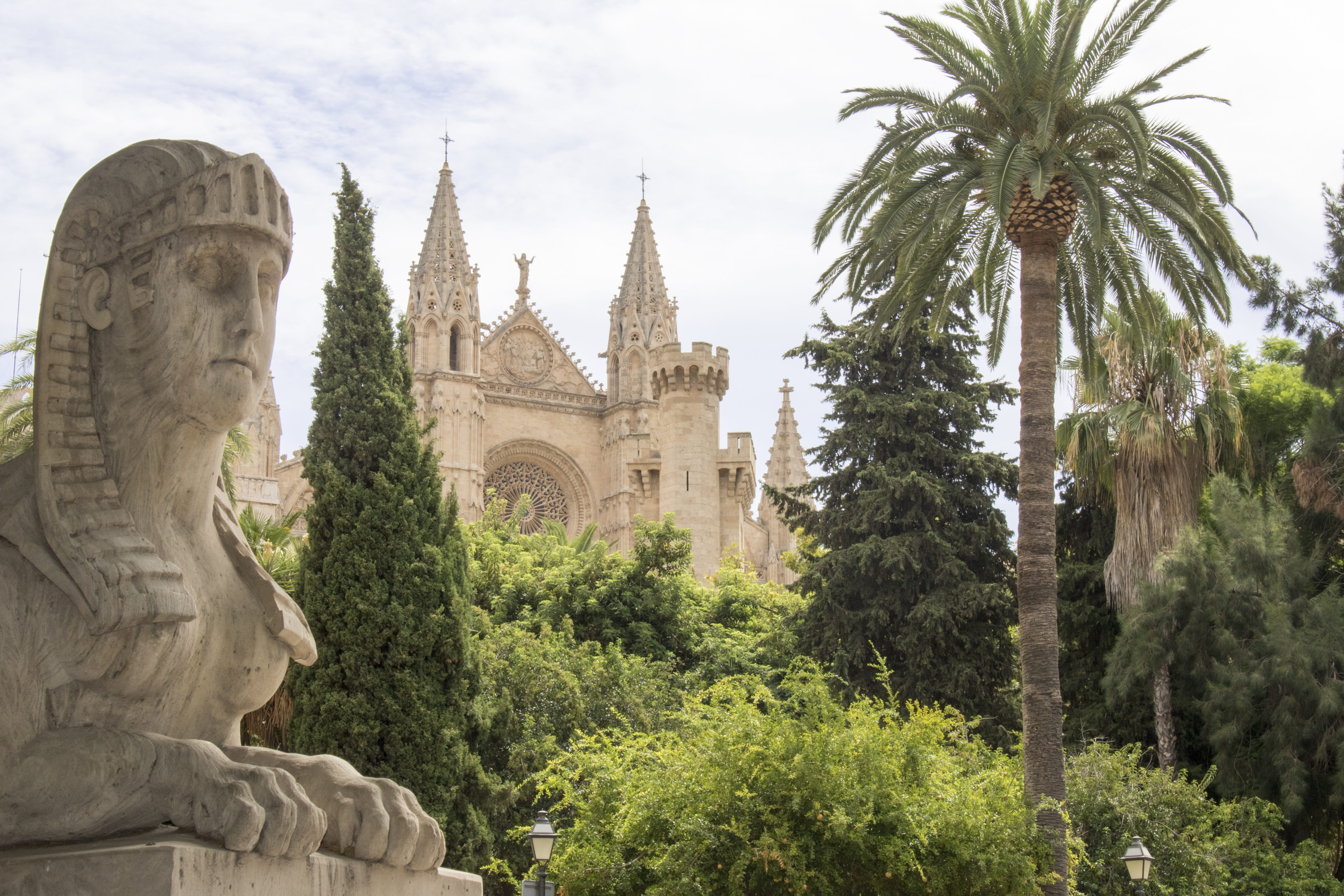 landmark, sculpture, balearic islands, travel, cathedral, built structure, downtown, la seu, tourism, nature, building, historic old town, palma, 5K, travel destinations, HD Wallpaper