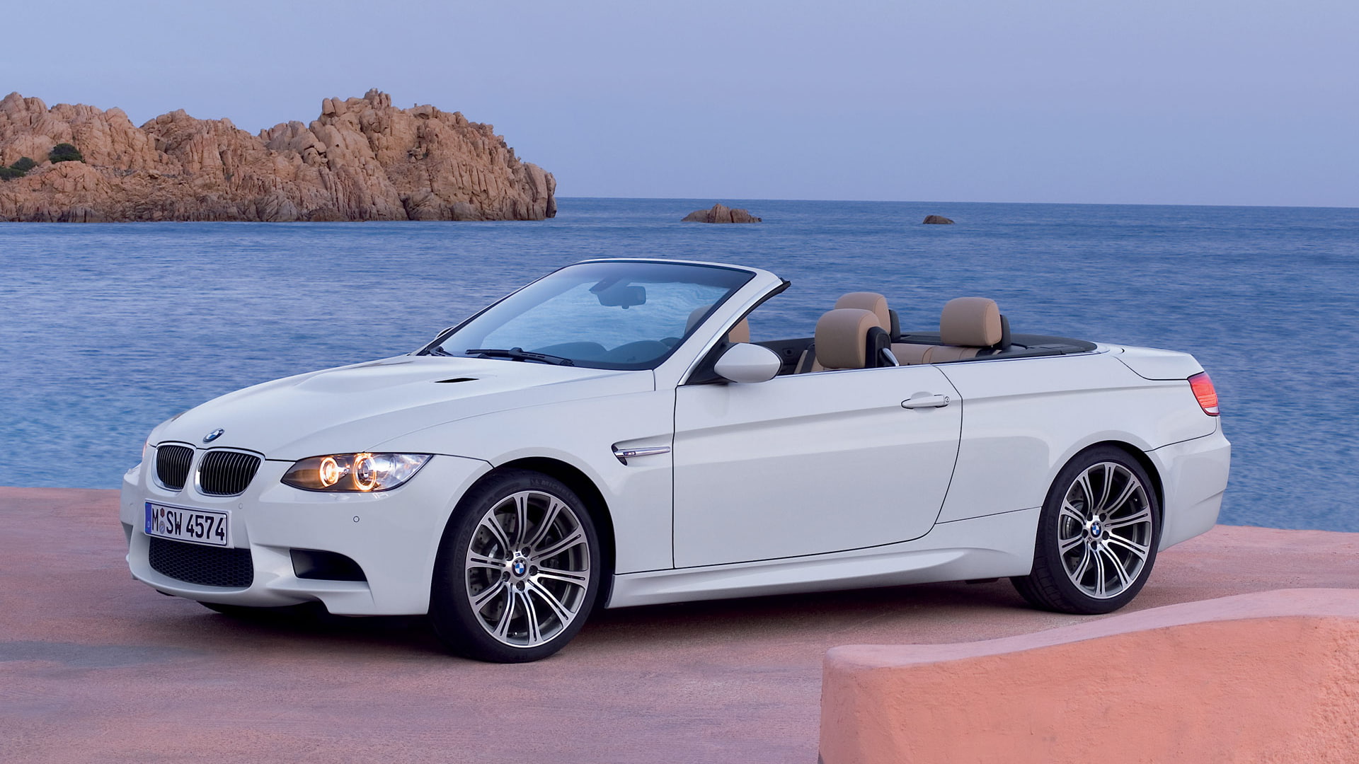 Cabrio, sea, promenade, 1080P, rocks, BMW, 4-series, HD Wallpaper