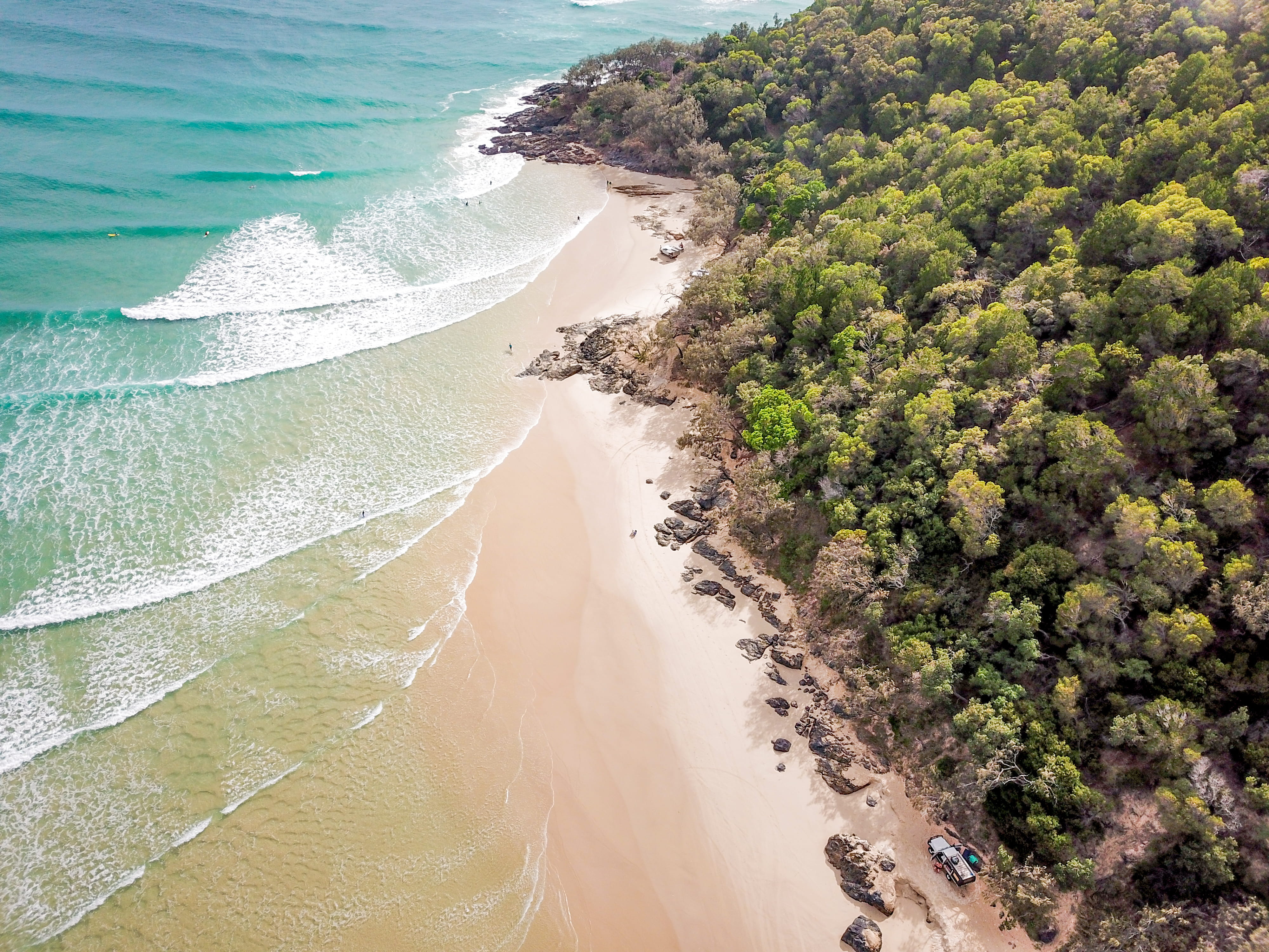 4K, tranquility, high angle view, outdoors, bird, tranquil scene, coastline, land, ocean, trees, day, landscape, tropical, plant, scenics - nature, motion, HD Wallpaper