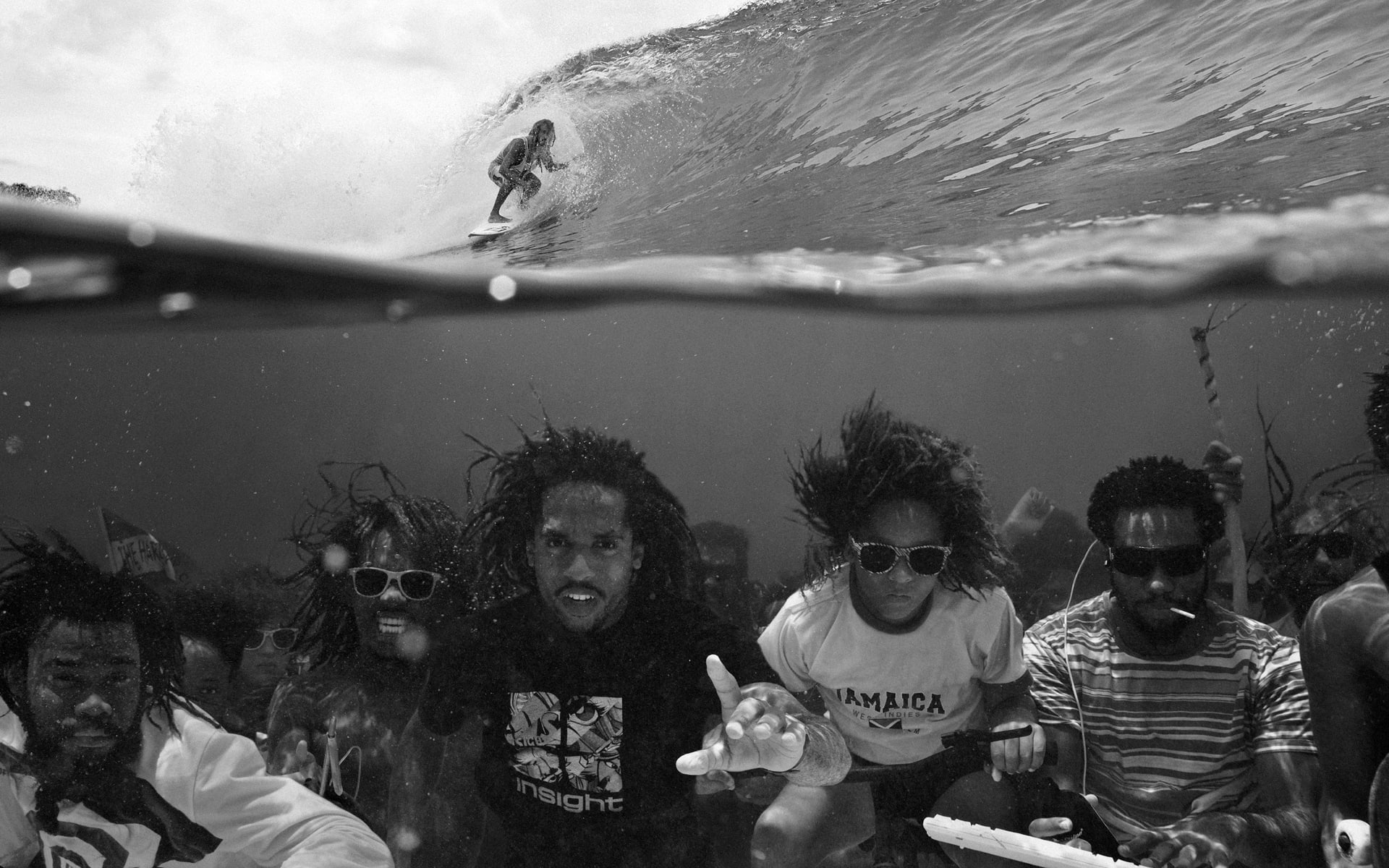 1080P, surfing, wave, hd, humphrey, ocean, dustin, sports, surf, bw, HD Wallpaper