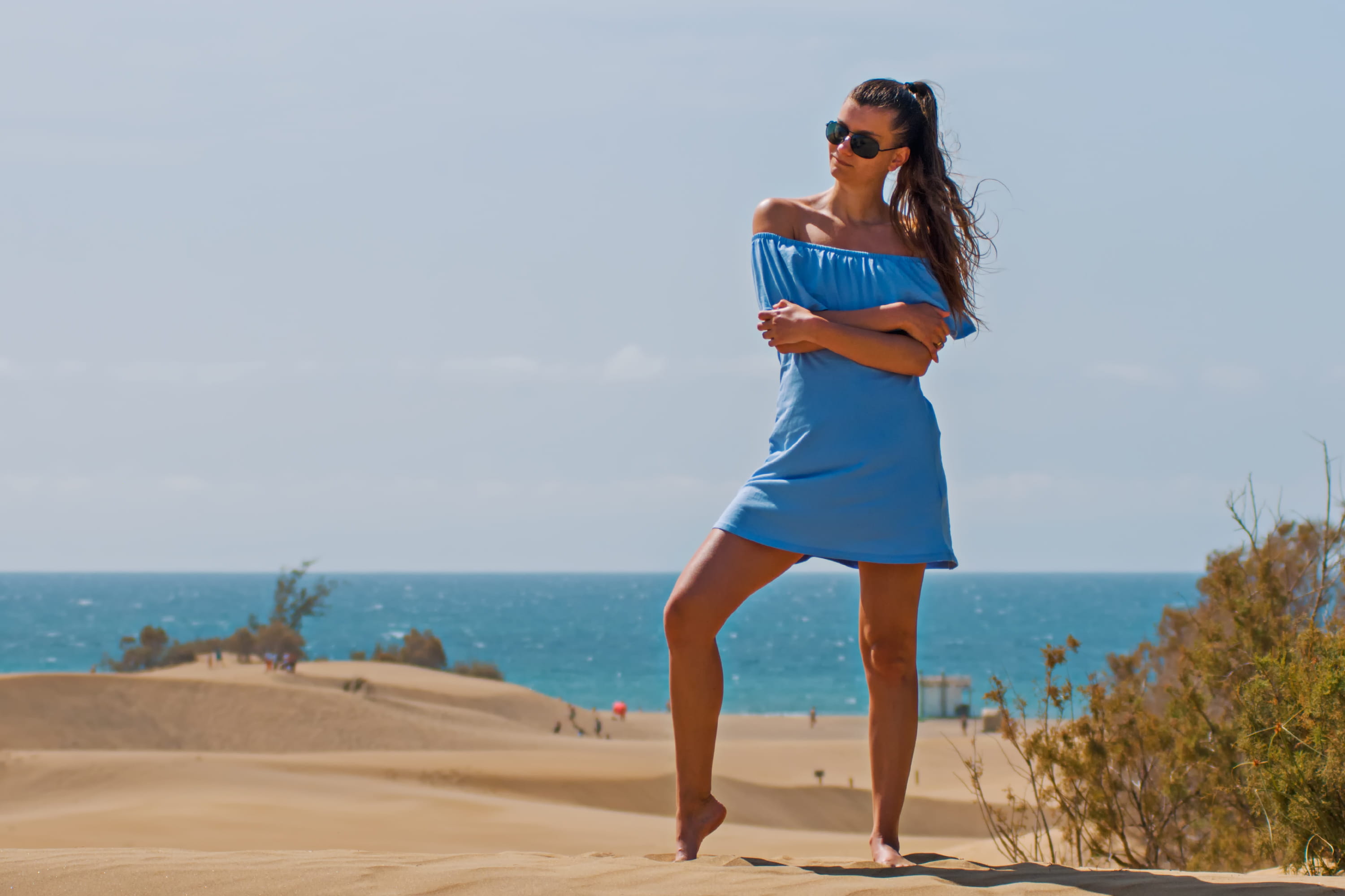 ocean, recreation, leisure activity, female, seashore, lifestyle, pose, horizon, young adult, landscape, young women, hair, real people, nature, hairstyle, HD Wallpaper