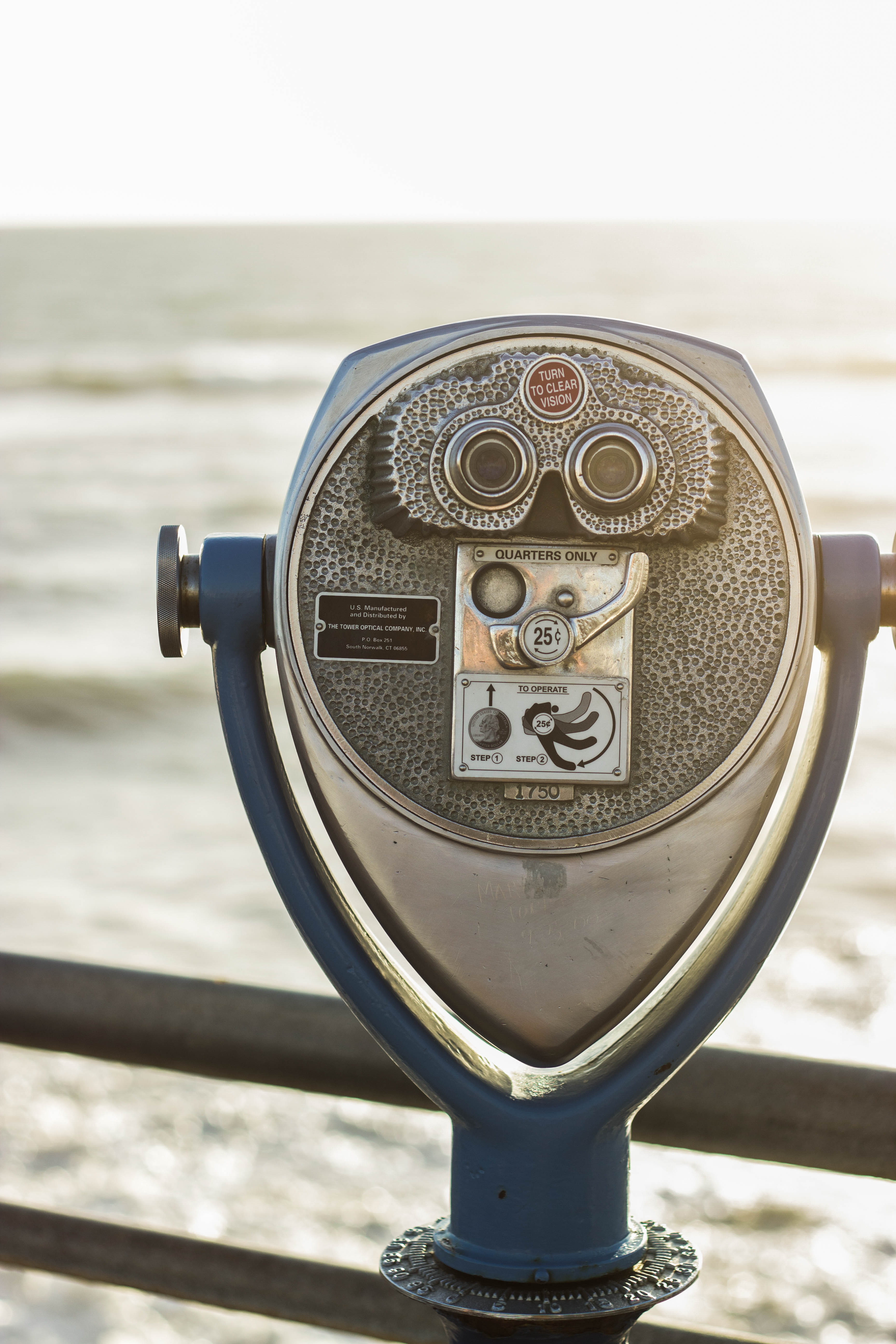 outdoors, sunset, day, coin operated, beach, horizon, binoculars, equipment, view, travel, horizon over water, coast, blue, oceanside pier, united states, Phone HD Wallpaper