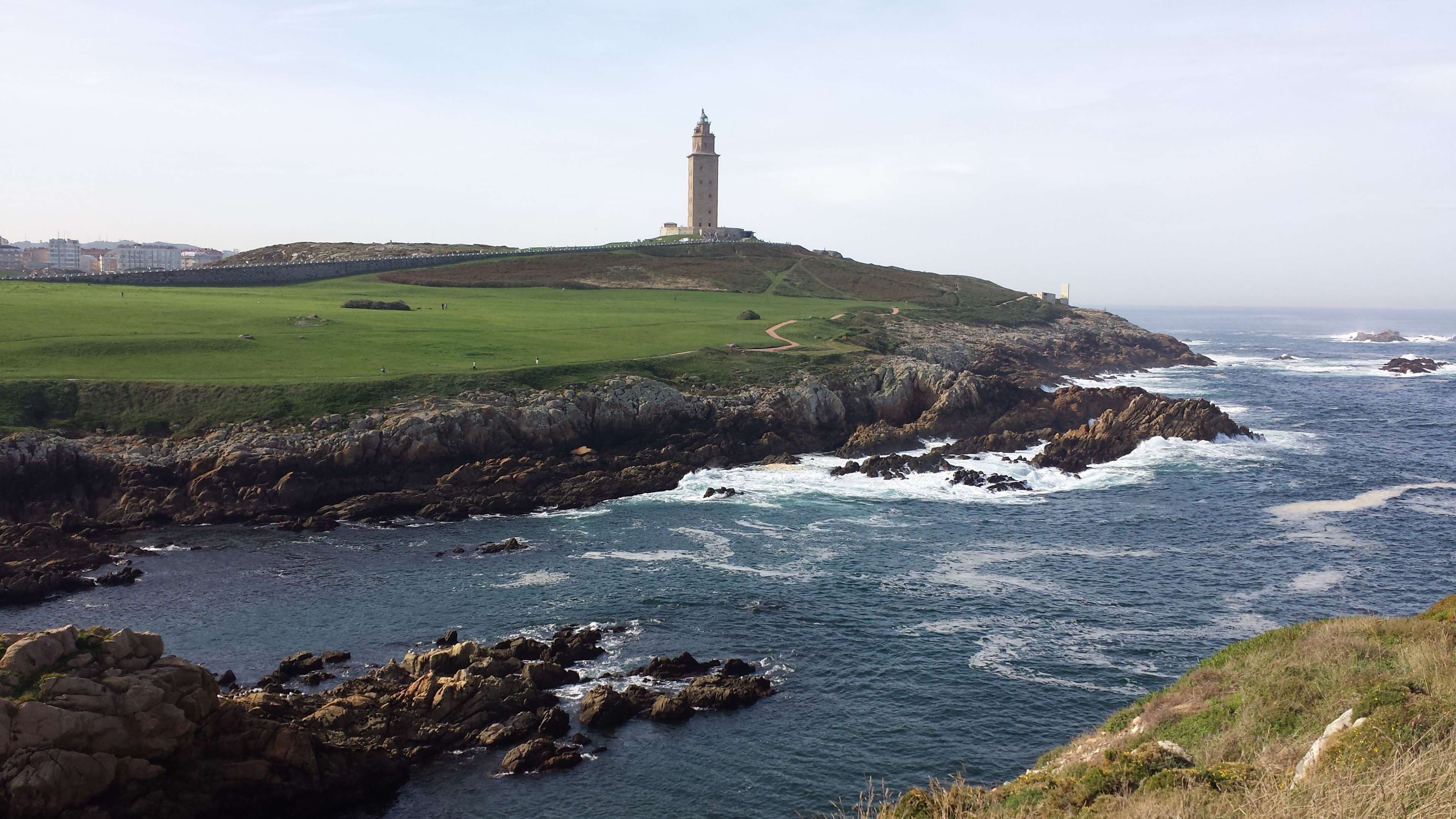 4K, sea, guidance, sky, outdoors, solid, built structure, scenics - nature, coruna, beauty in nature, day, tower, building, nature, rock, hercules tower, HD Wallpaper