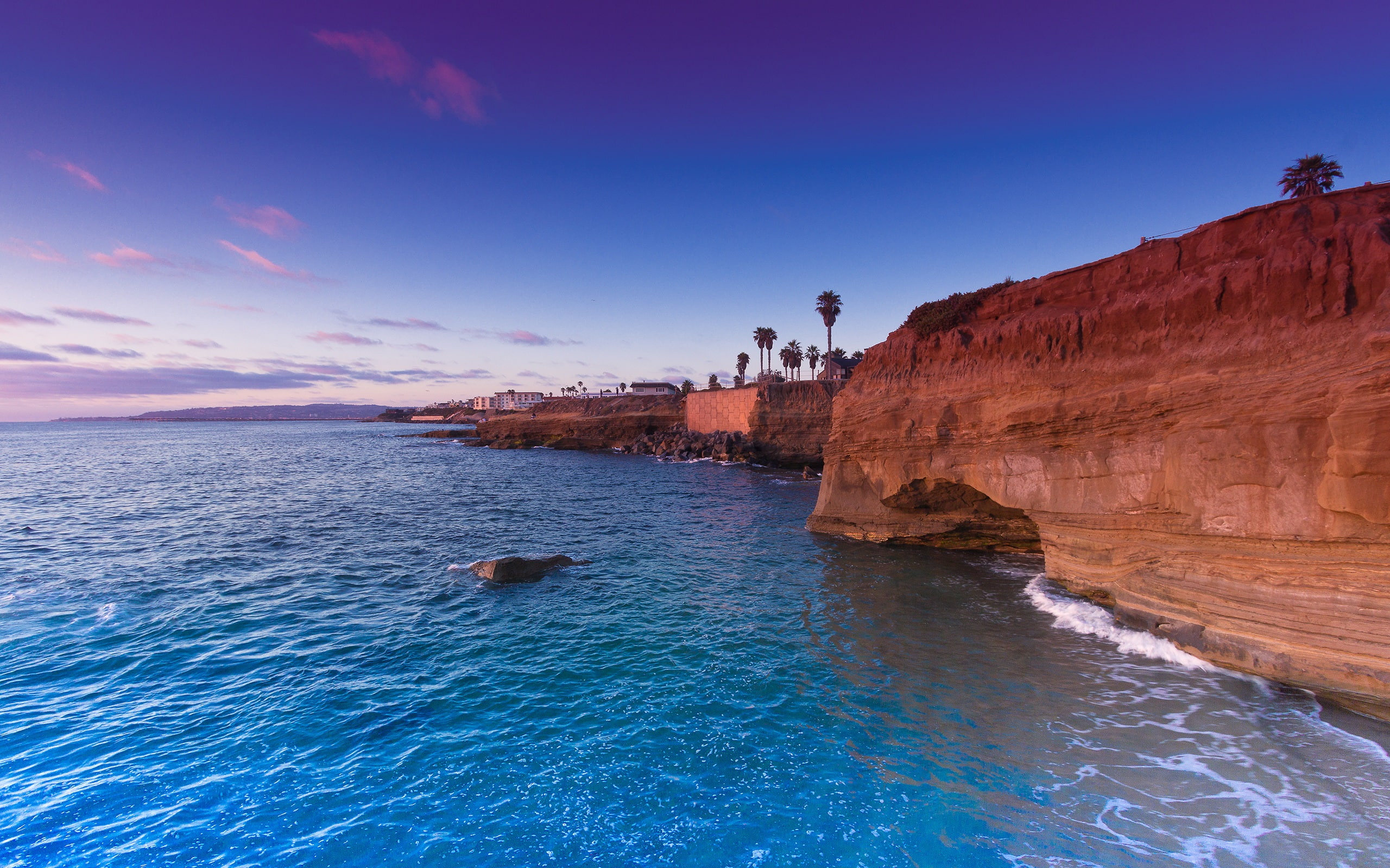 Sunset, Diego, Blue, San, USA, 2K, California, Sky, Cliffs, Sea, HD Wallpaper