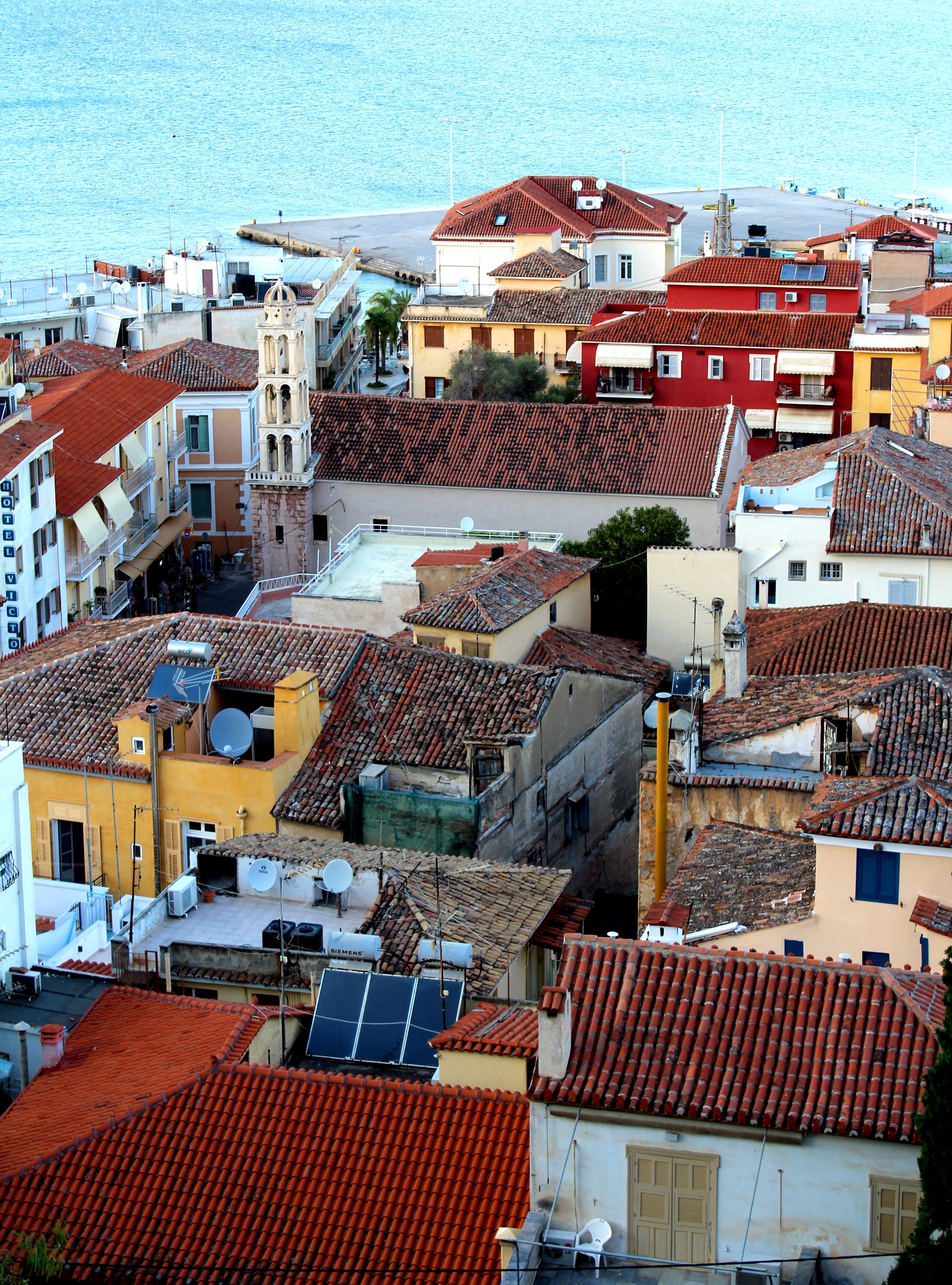 built structure, greek port city of, settlement, cityscape, building exterior, crowded, nafplio, roof tile, residential district, nature, outdoors, high angle view, Phone HD Wallpaper