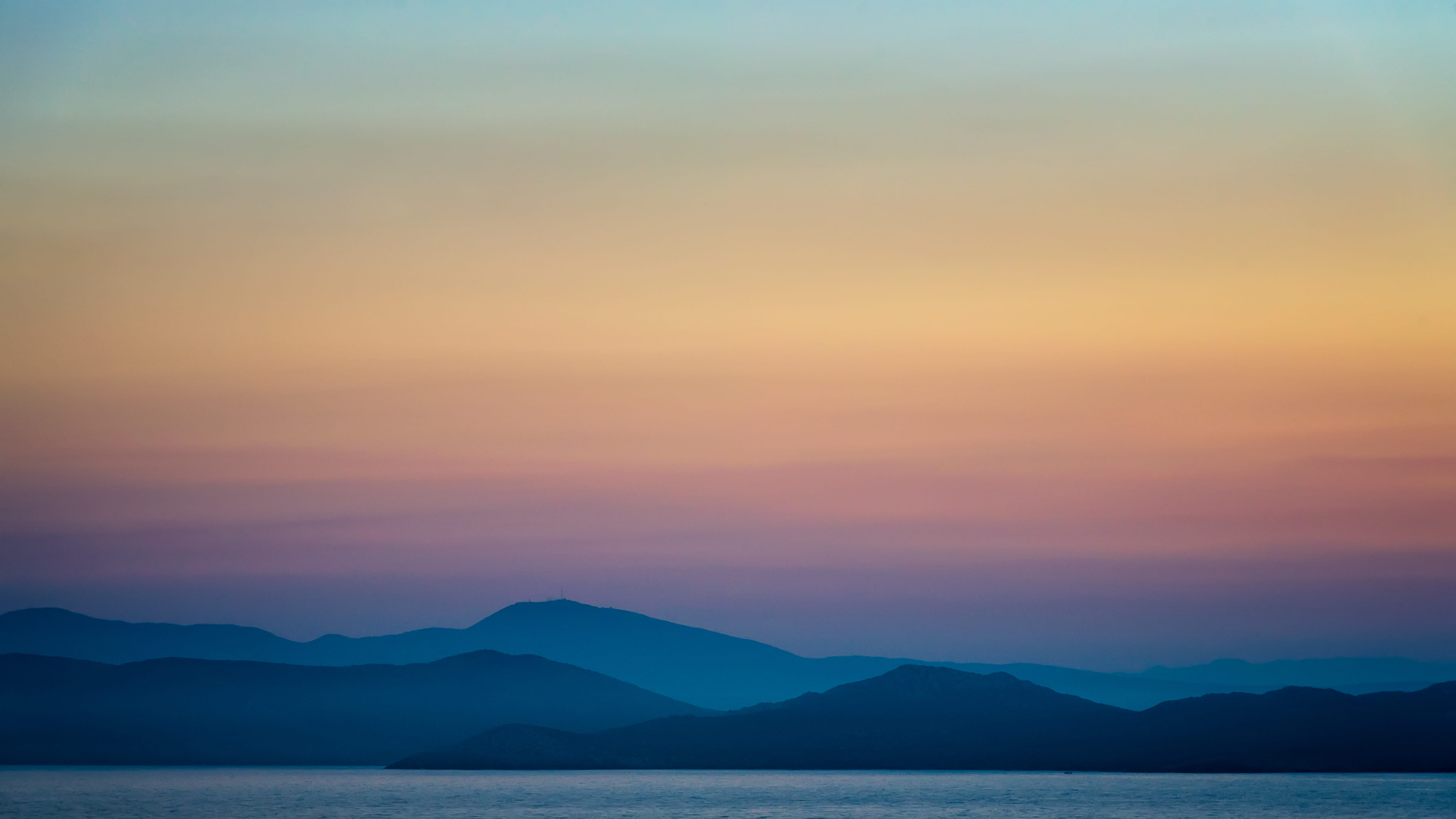 beauty in nature, greece, no people, scenics - nature, mountain, sunset, tranquil scene, tranquility, 5K, hill, non-urban scene, orange color, romantic sky, HD Wallpaper