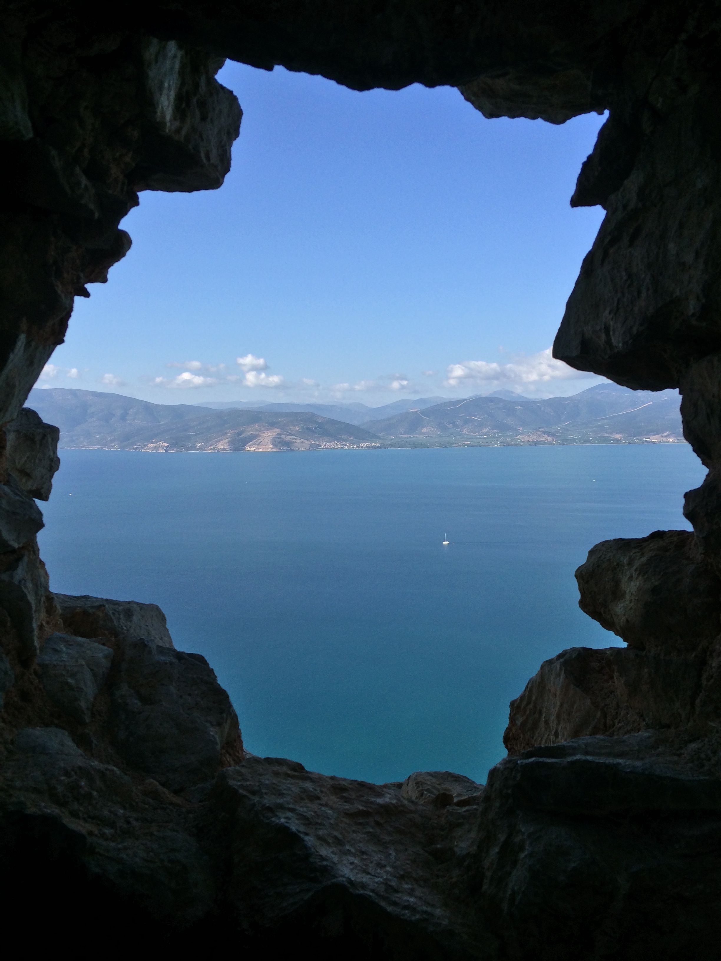 rock, fortress, fort, tourism, water, non-urban scene, mountains, historical, sky, travel, tranquility, nafplion, historic, sea, landmark, idyllic, mountain, Phone HD Wallpaper