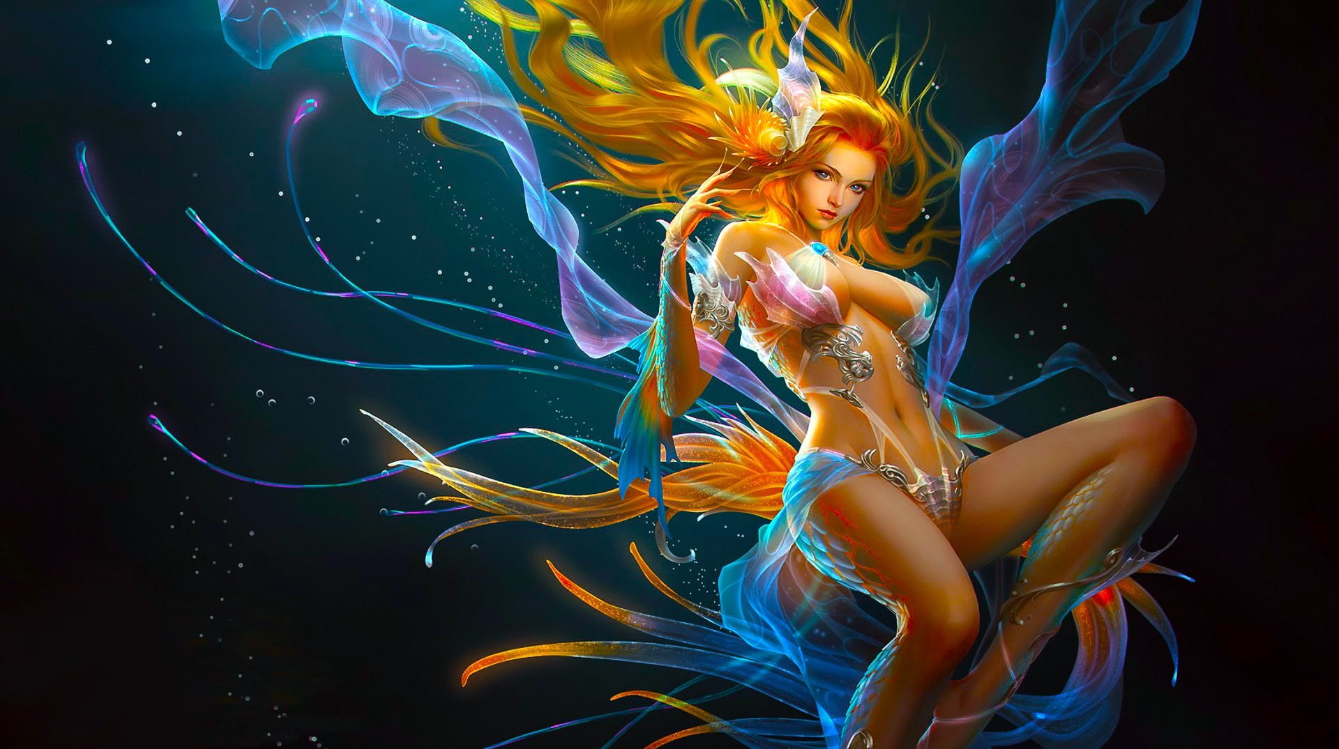 Fighting, angel, of, Loa, warrior, action, fantasy, 1loa, mermaid, league, mmo, 1080P, underwater, rpg, online, angels, HD Wallpaper
