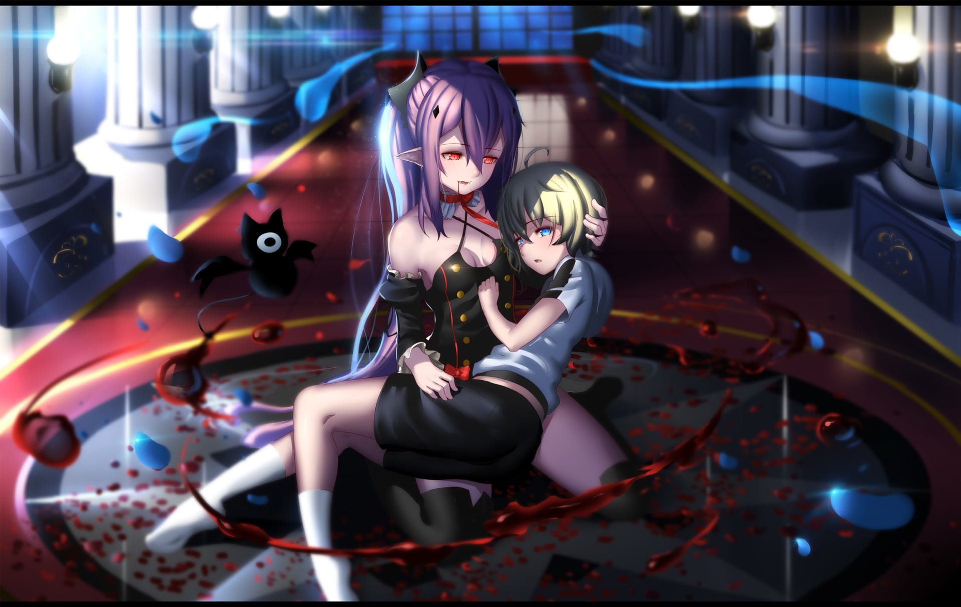 sitting, representation, indoors, Mikaela Hyakuya, young adult, Anime, Seraph of the End, Krul Tepes, leisure activity, 1080P, full length, illuminated, HD Wallpaper