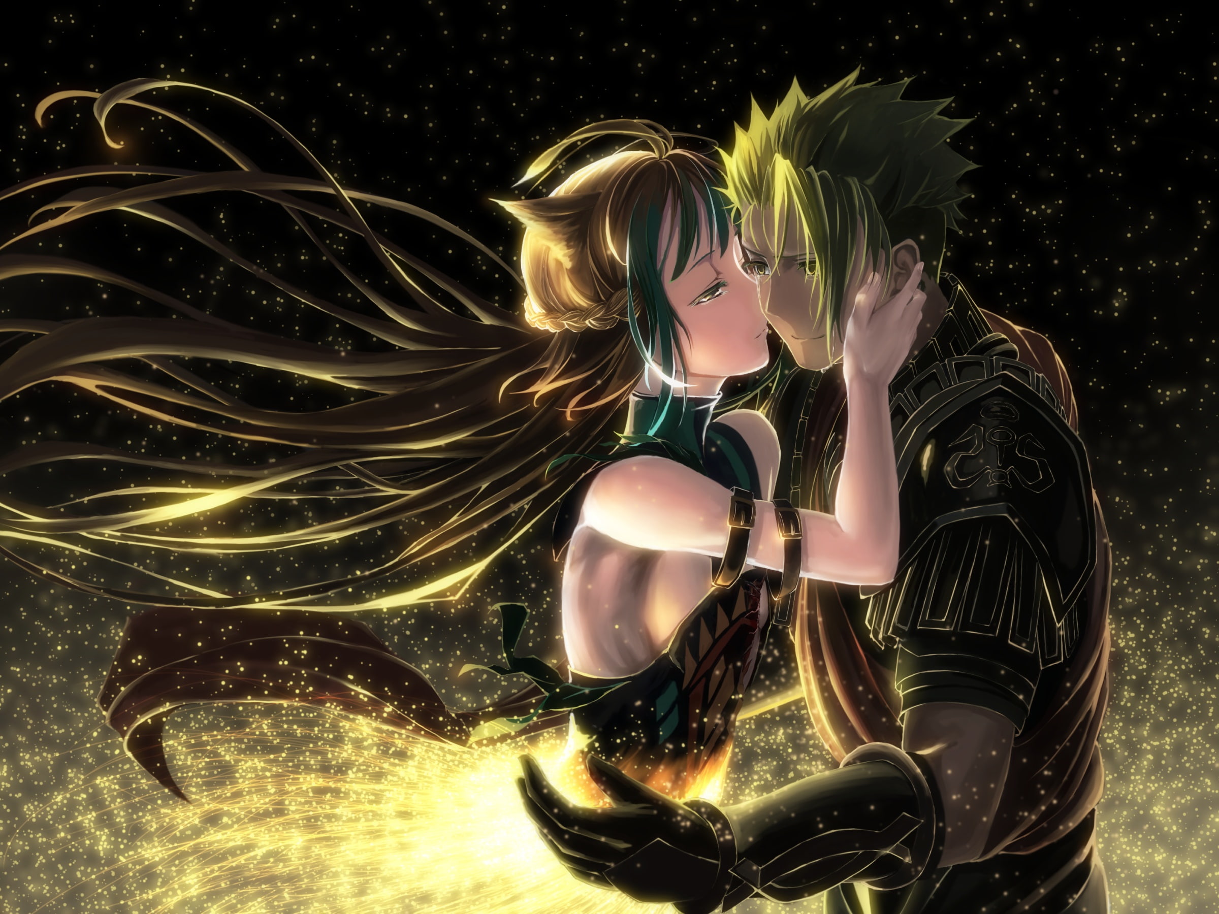 armor, short, animal, (fate), braids, long, konachan, green, (series), hair, male, yellow, apocrypha, com, achilles, 252141, fate, tears, ears, eyes, atalanta, HD Wallpaper