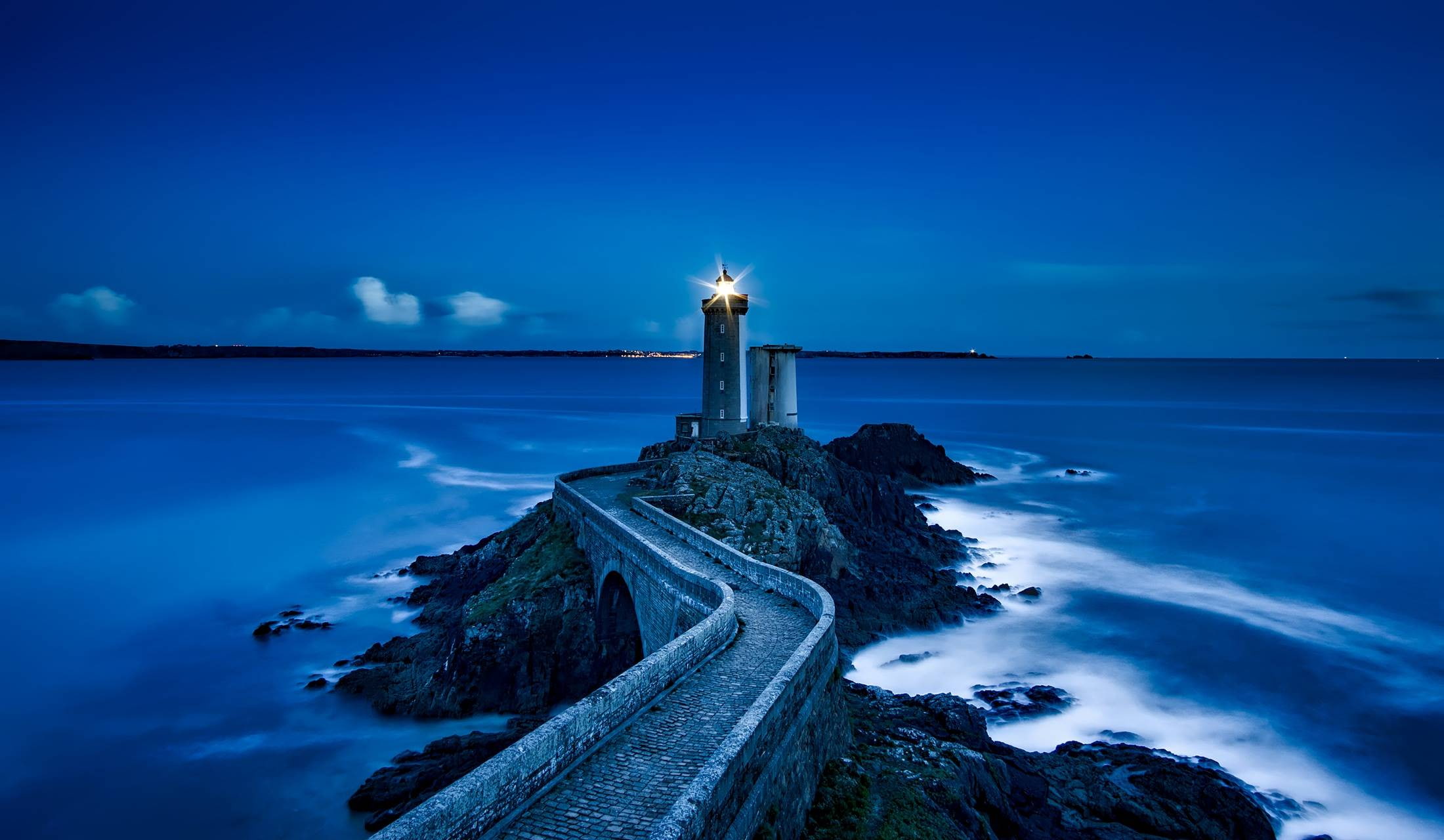 sea, lighthouse, france, 1080P, plouzane, ocean, landmark, HD Wallpaper
