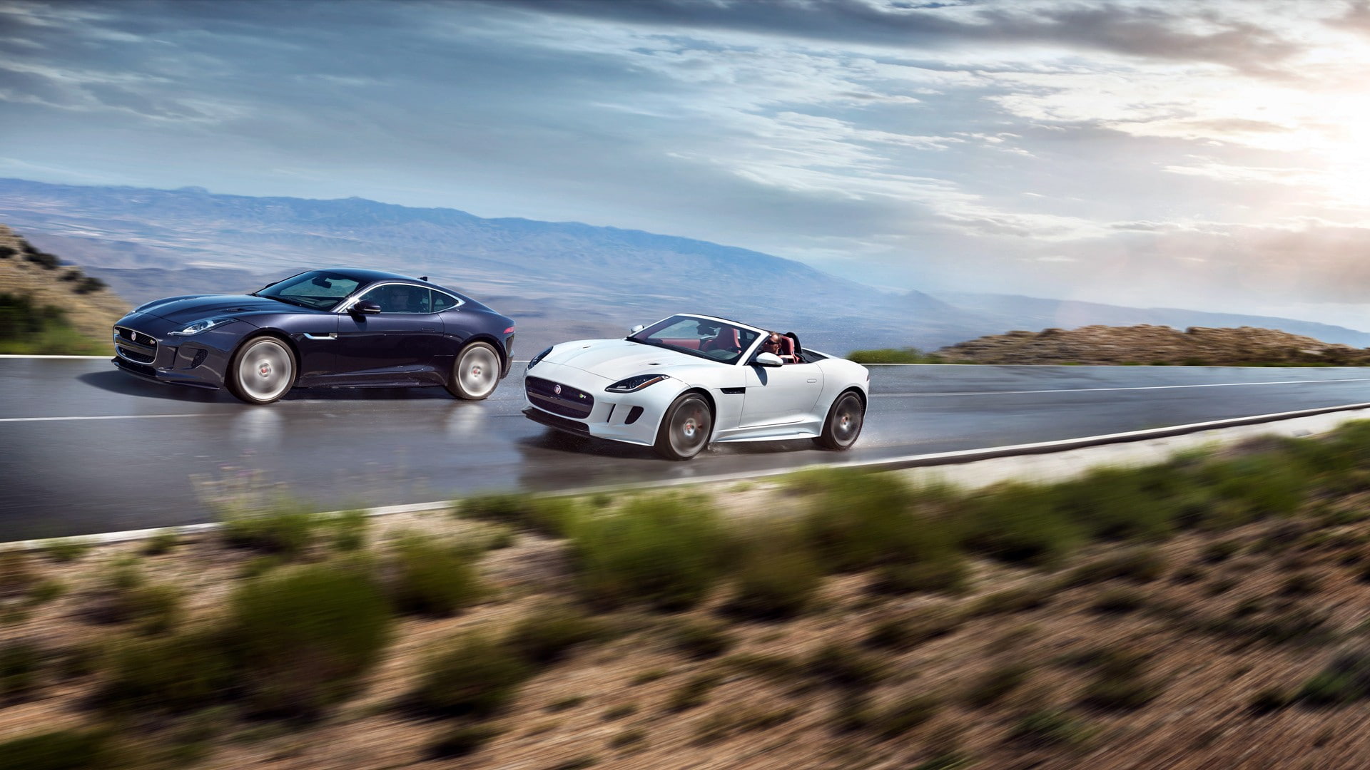 road, car, Jaguar F-Type, motion blur, 1080P, HD Wallpaper