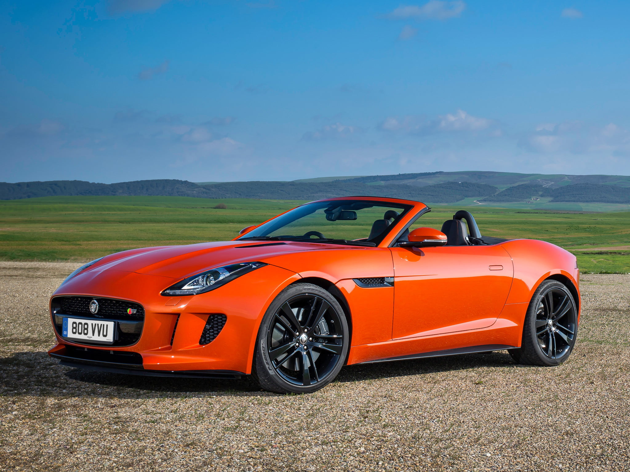 shiny, sports Car, side View, orange color, road trip, road, sky, red, non-urban scene, 1080P, design, land Vehicle, wheel, mode of transportation, luxury, HD Wallpaper