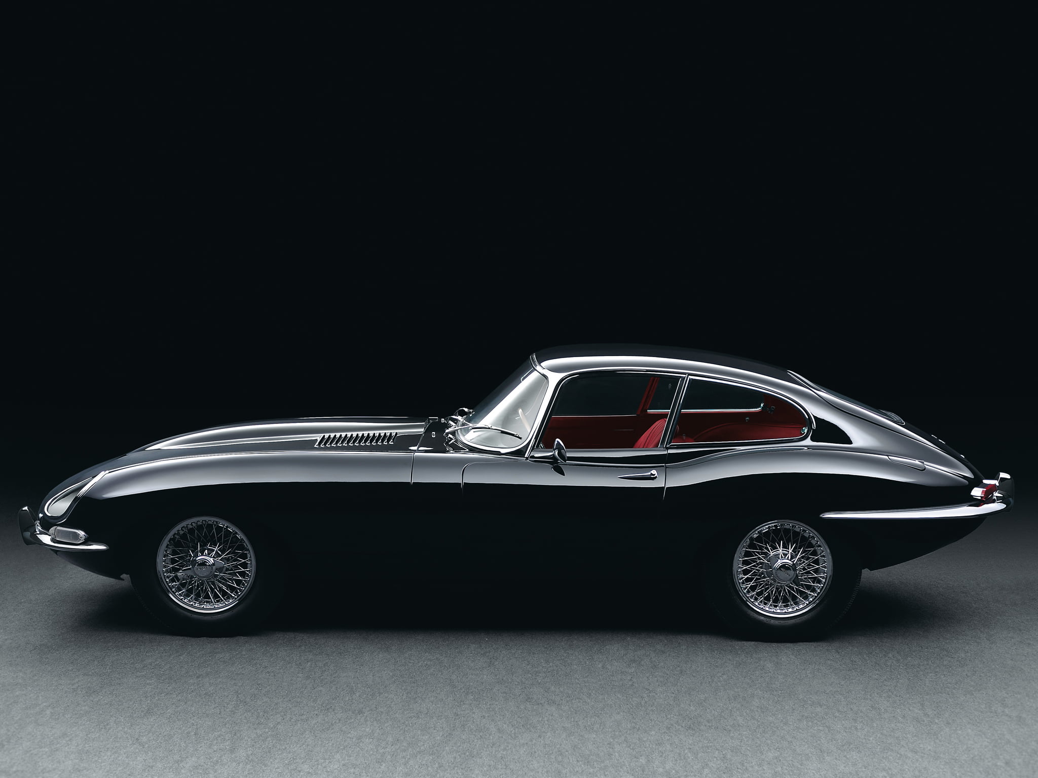 jaguar, supercar, coupe, car, copy space, new, retro, 1961, sport, speed, sports Car, no people, indoors, black Color, profile view, classic, e-type, elegance, HD Wallpaper