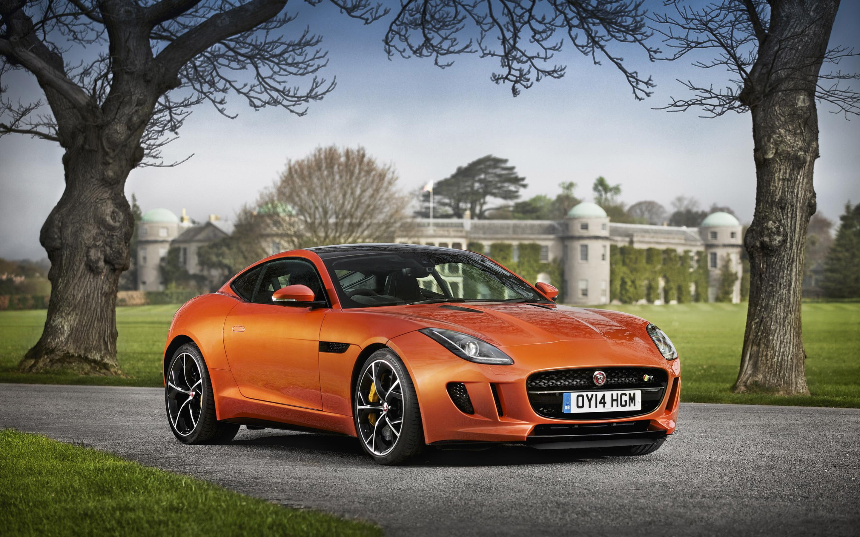 2K, black, coupe, f, 2014, jaguar, type, r, cars, orange, HD Wallpaper
