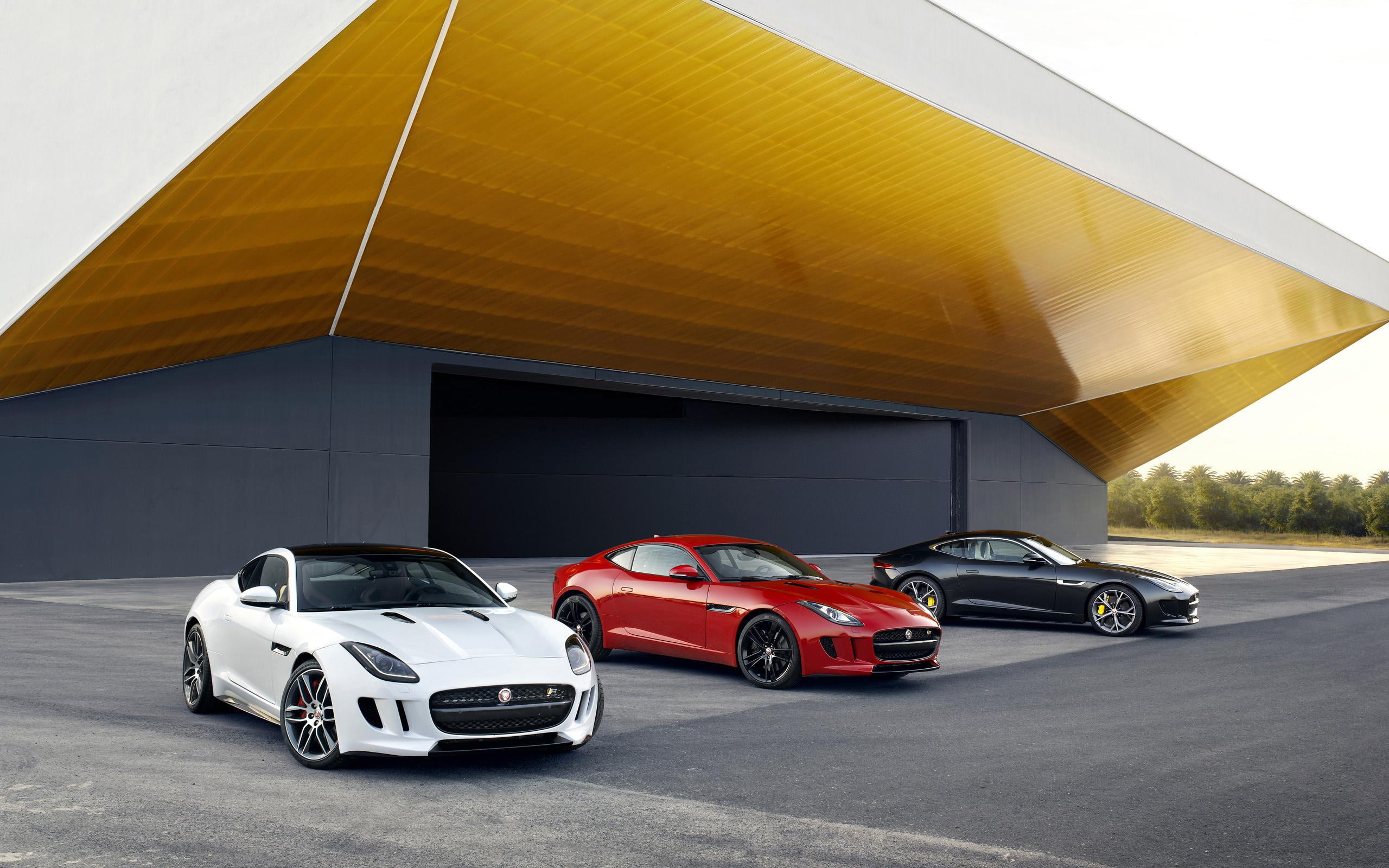 jaguar, group, f, coup, white, 2K, red, r, 2014, black, coupe, type, cars, HD Wallpaper