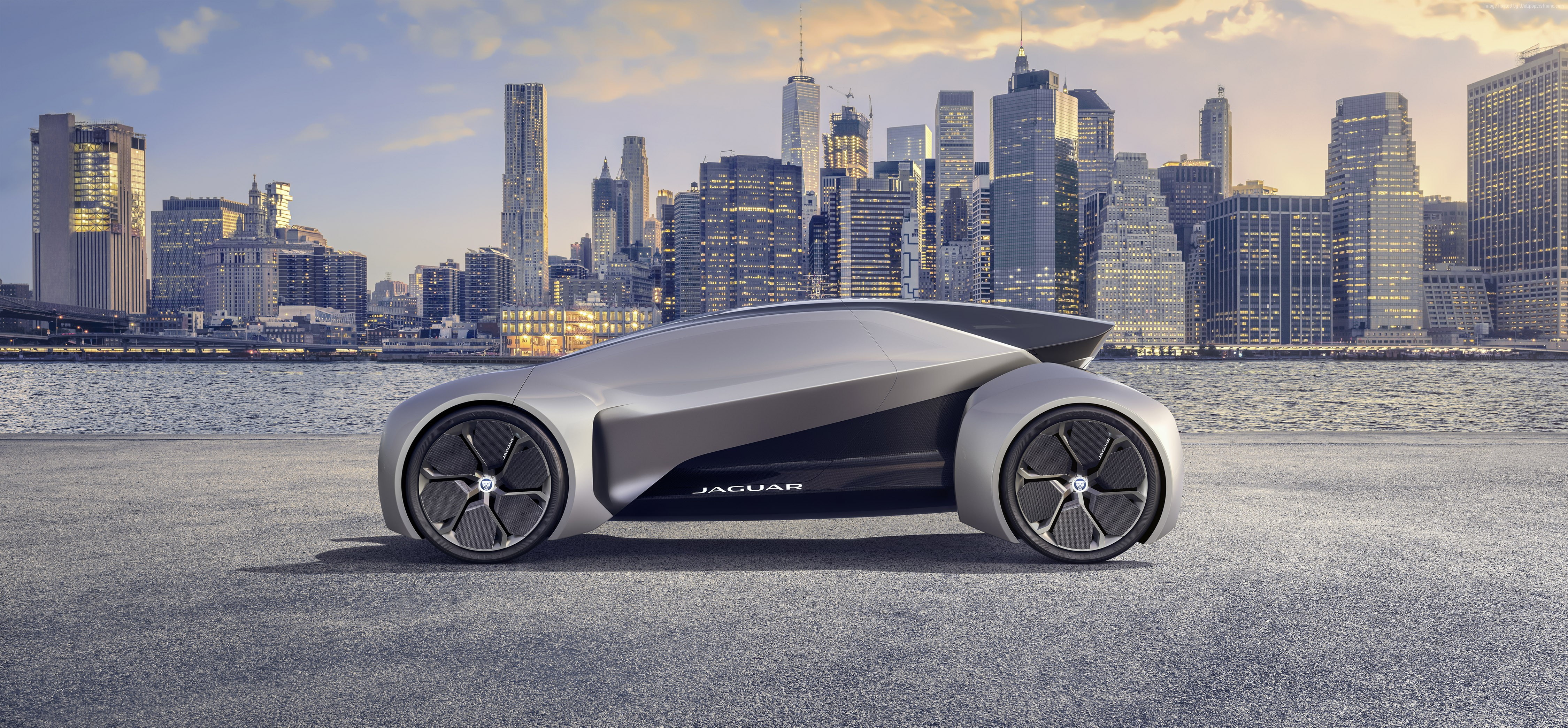 financial district, residential district, mode of transportation, car, transportation, 4k, built structure, office building exterior, Jaguar Future-Type, HD Wallpaper