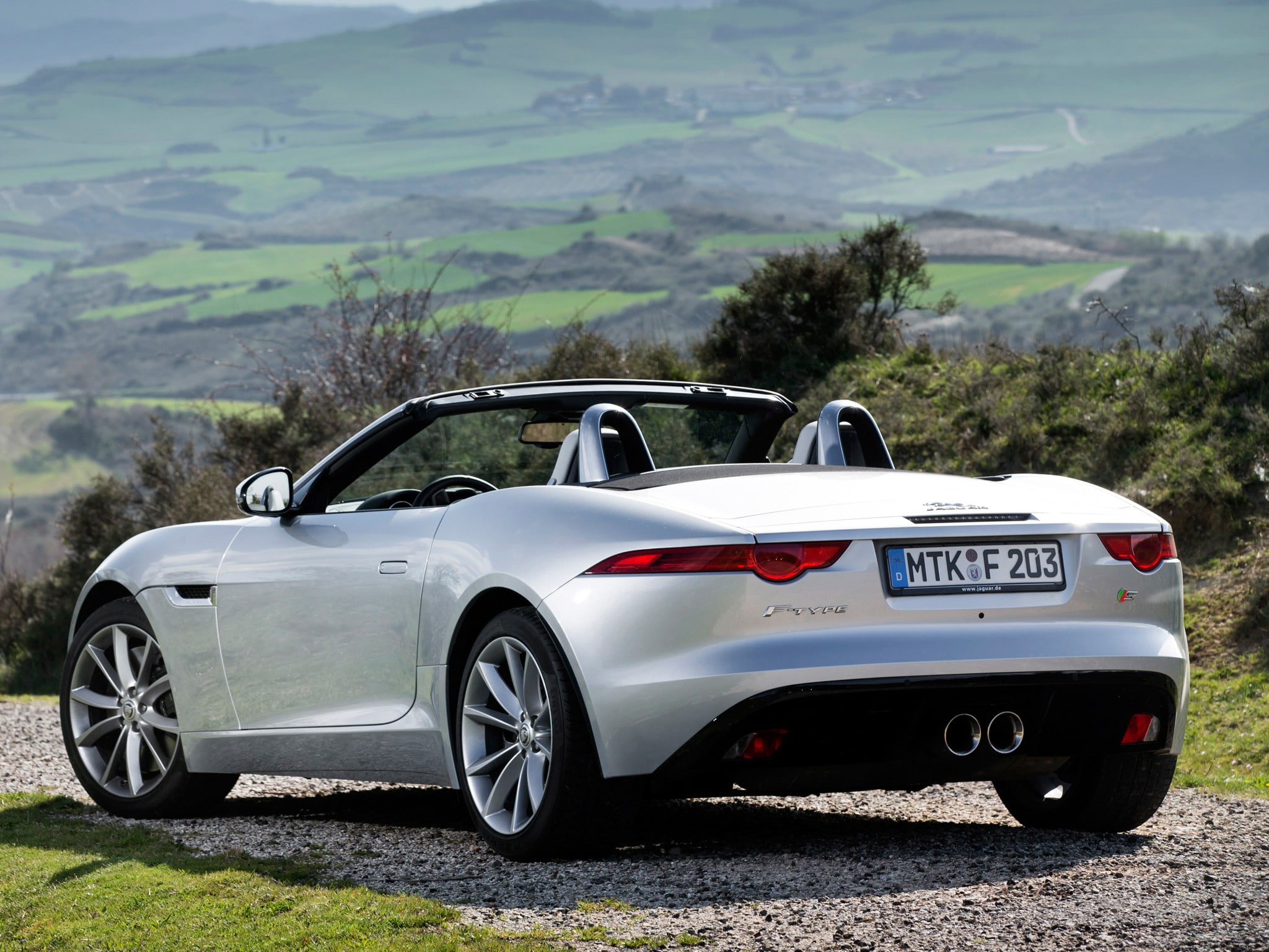 type, aston, F-Type, back of the car, martin, S, silver, convertible, 1080P, f, Jaguar, HD Wallpaper