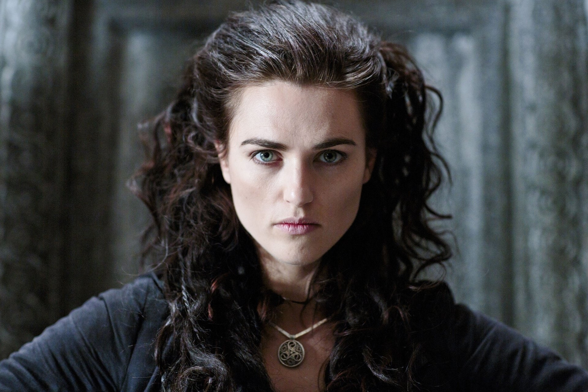 one person, adult, contemplation, beautiful woman, portrait, curly hair, brown hair, 1080P, Katie McGrath, front view, TV Show, long hair, jewelry, young adult, HD Wallpaper
