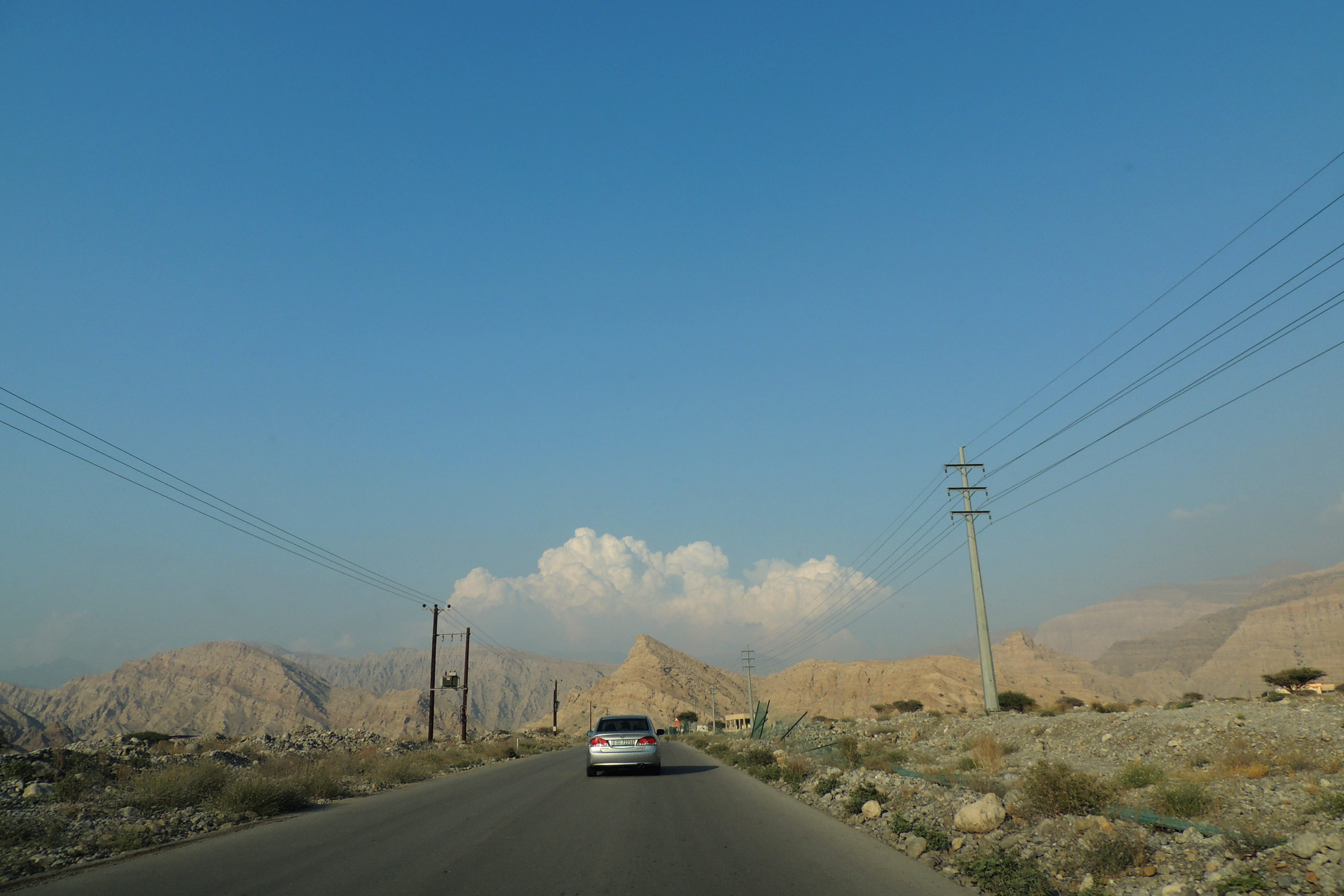 dessert, land vehicle, the way forward, power supply, electricity pylon, road, connection, mode of transportation, mountain range, cable, no people, day, HD Wallpaper