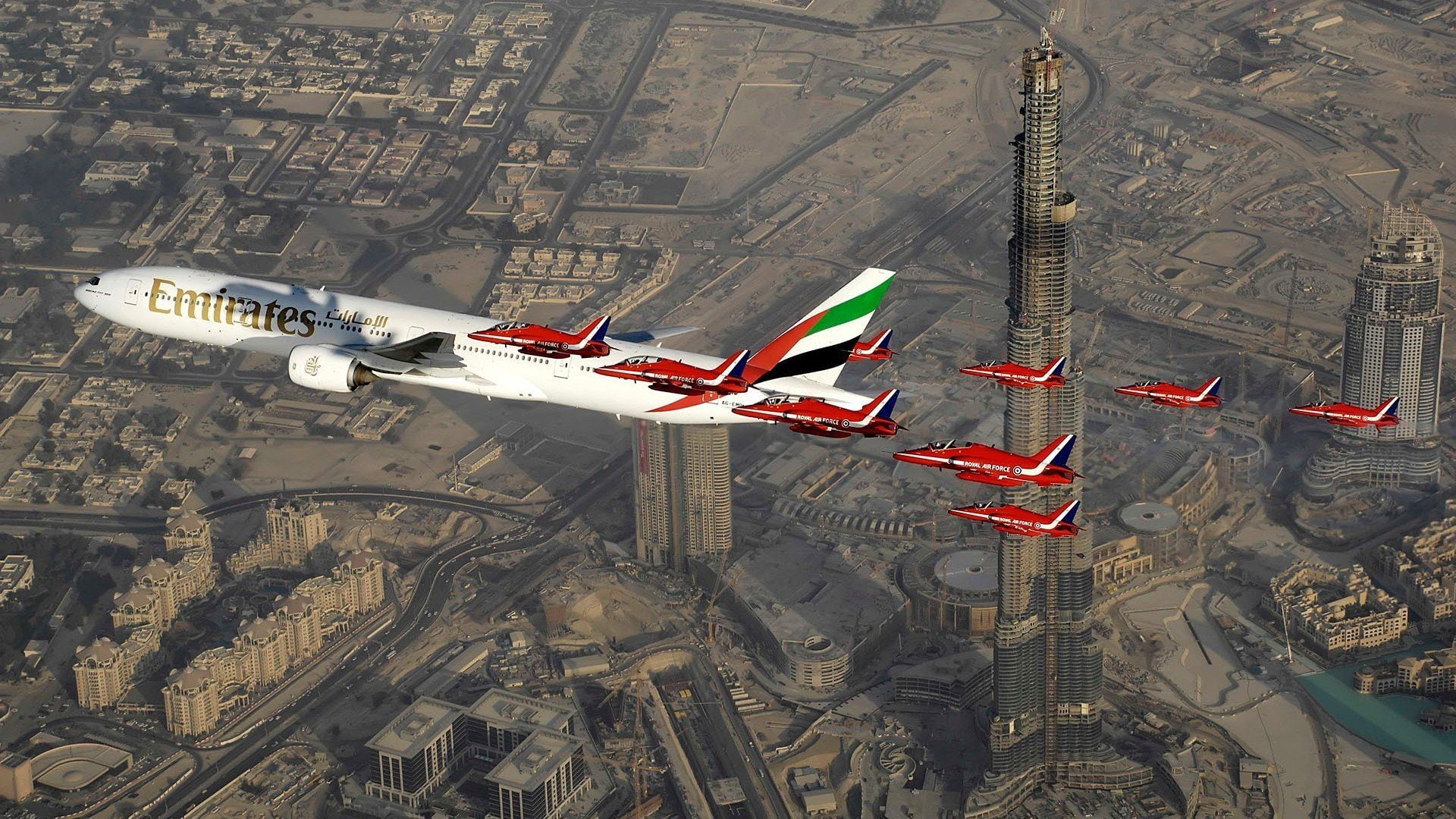 aircraft, Dubai, Passenger Aircraft, Burj Khalifa, Boeing, 1080P, Cityscape, Jet Fighter, HD Wallpaper