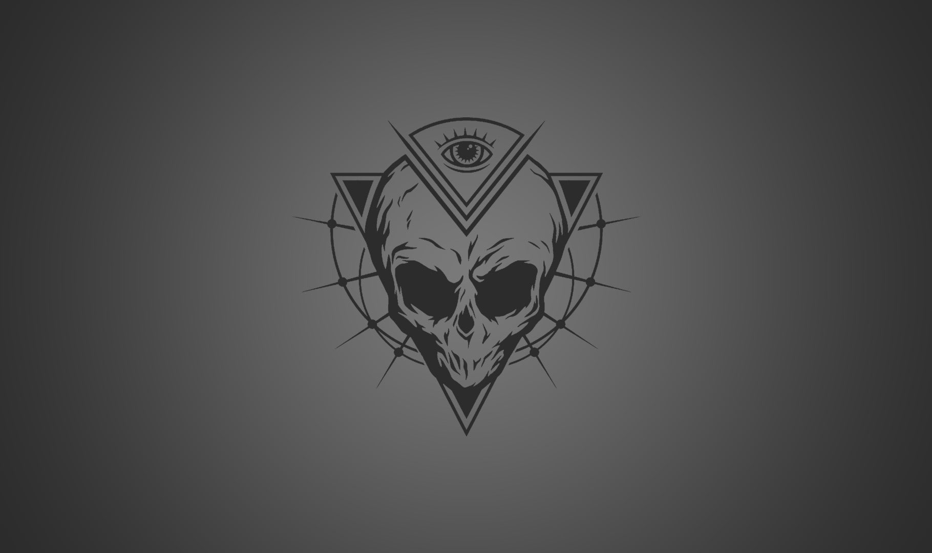 Triangle, skull, Aliens, The all seeing eye, 720P, eyes, Simple Background, HD Wallpaper