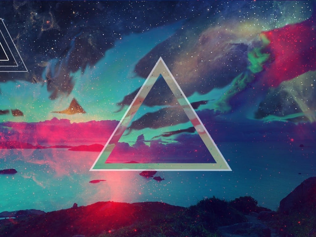 star field, galaxy, art and craft, composite image, star - space, space and astronomy, triangle shape, outdoors, sky, astronomy, red, digital composite, HD Wallpaper
